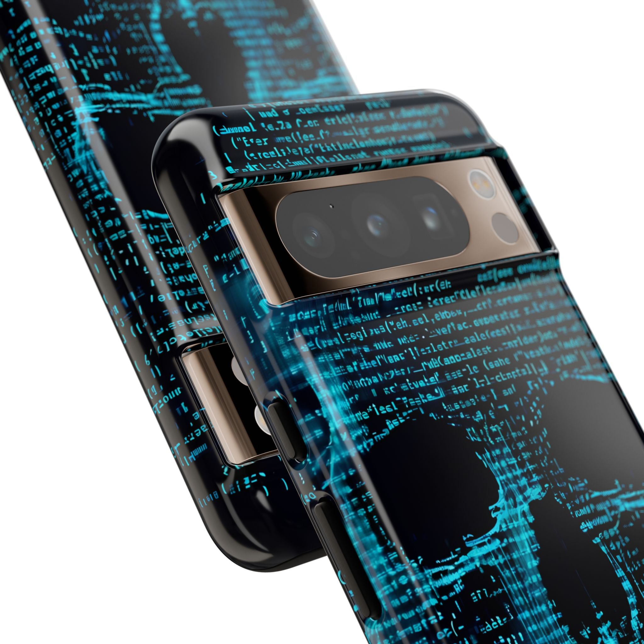 Cyan Glitch Skull · Tough Phone Case for Google Pixel
