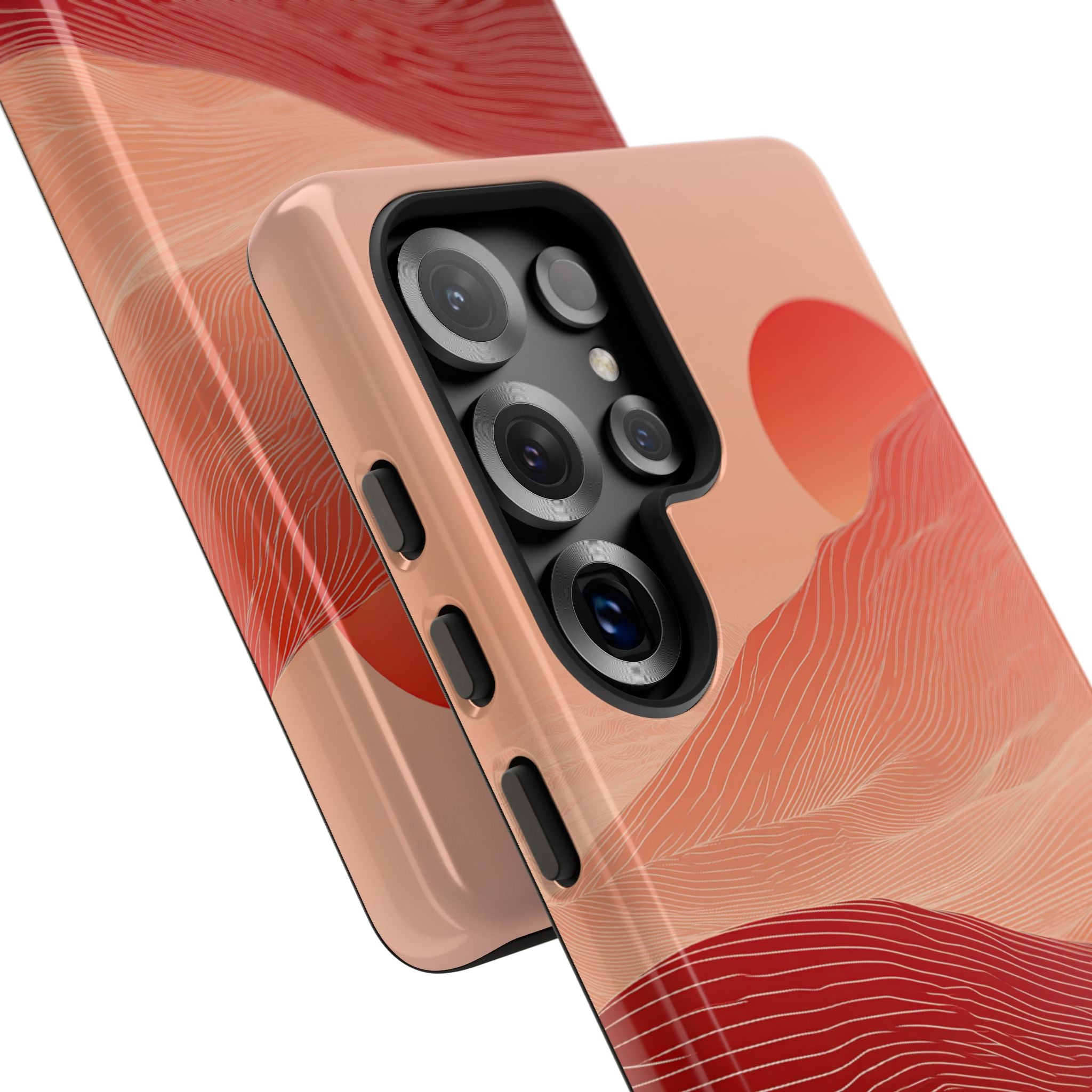 Red Tough Phone Case for Samsung - Crimson Ridge Lines