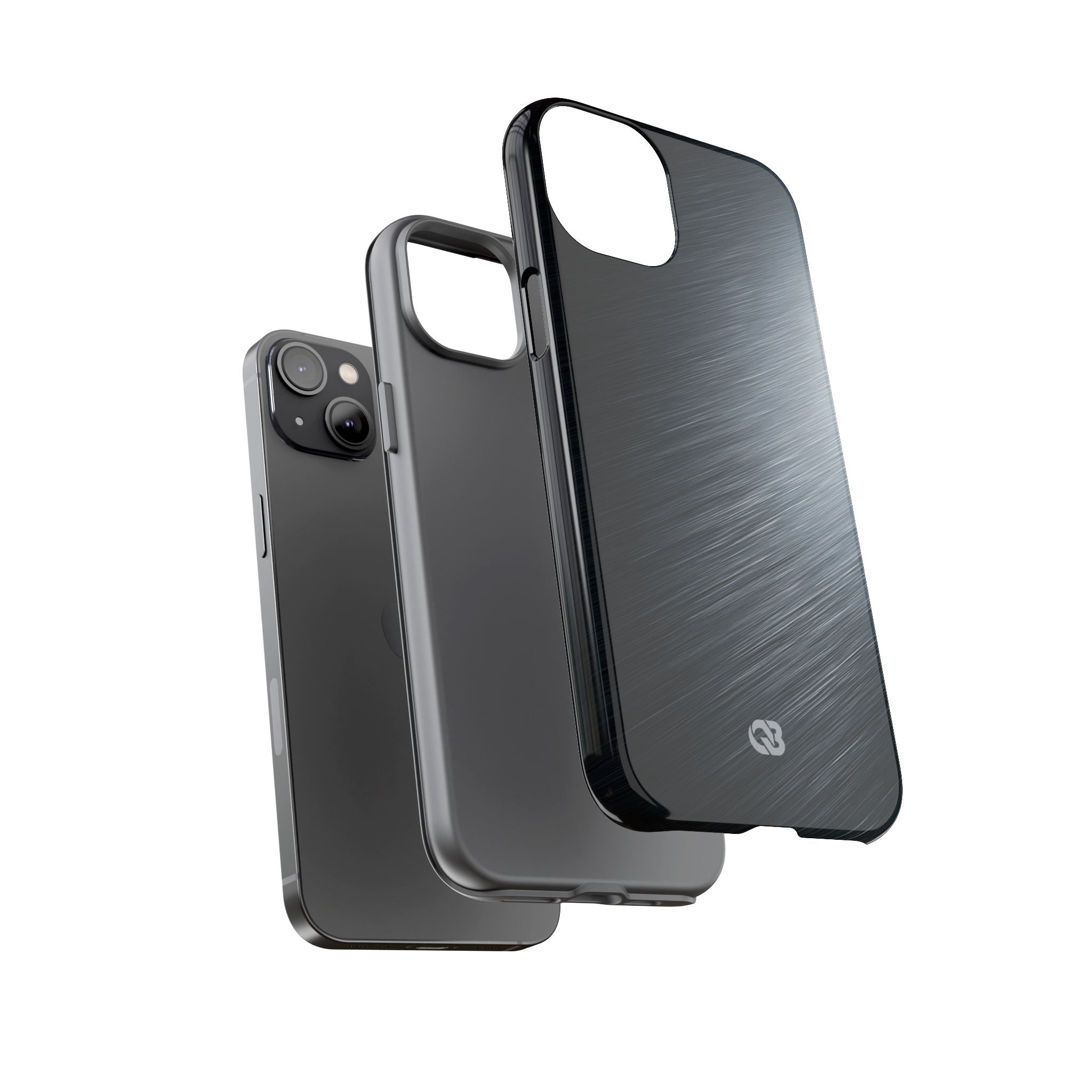 Grey Tough Phone Case for iPhone - Charcoal Brushed Steel
