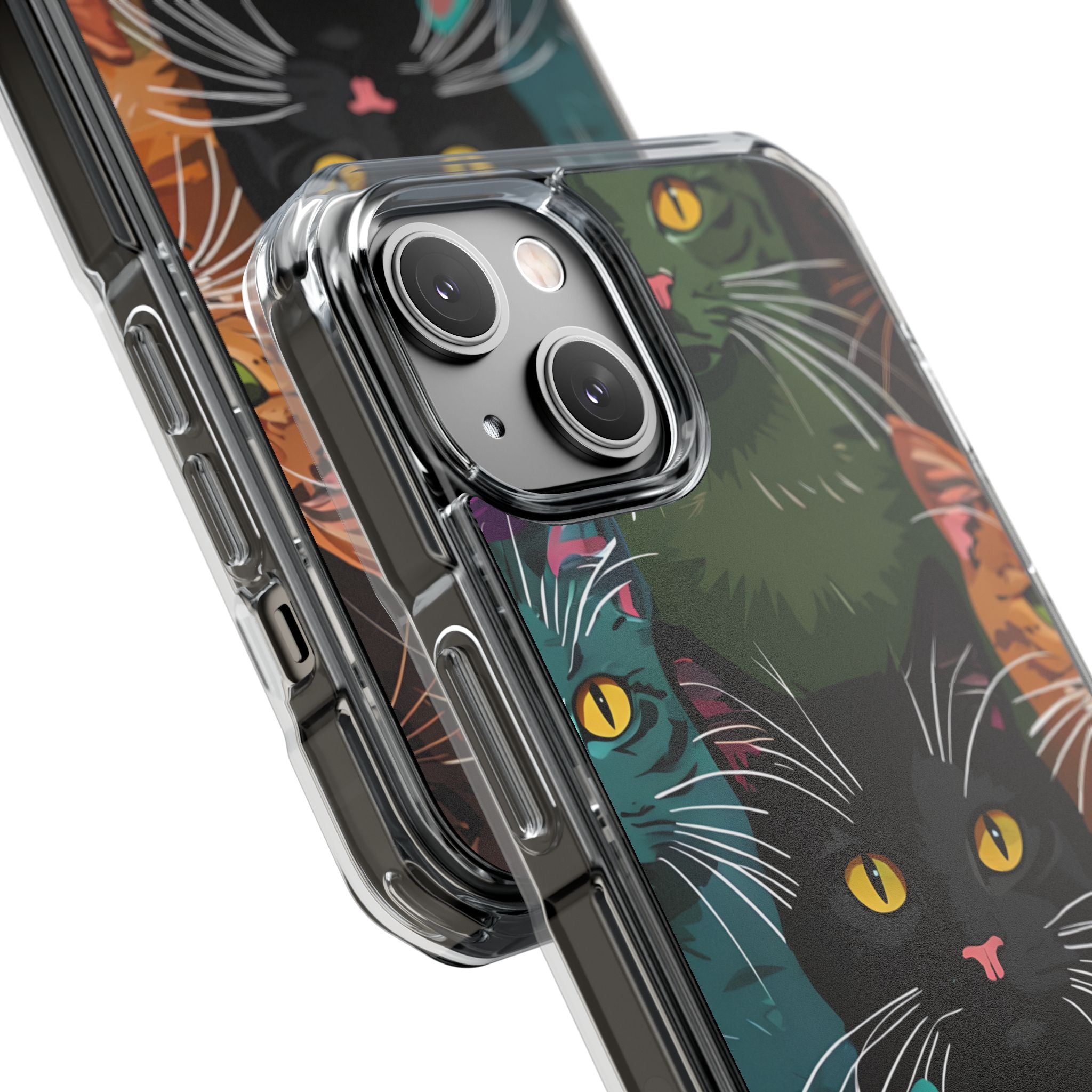 Teal Cat Grid iPhone 14 Case - Impact