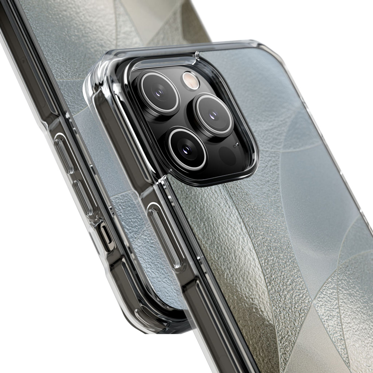 Silver Impact MagSafe Phone Case for iPhone - Frosted Silver Mosaic
