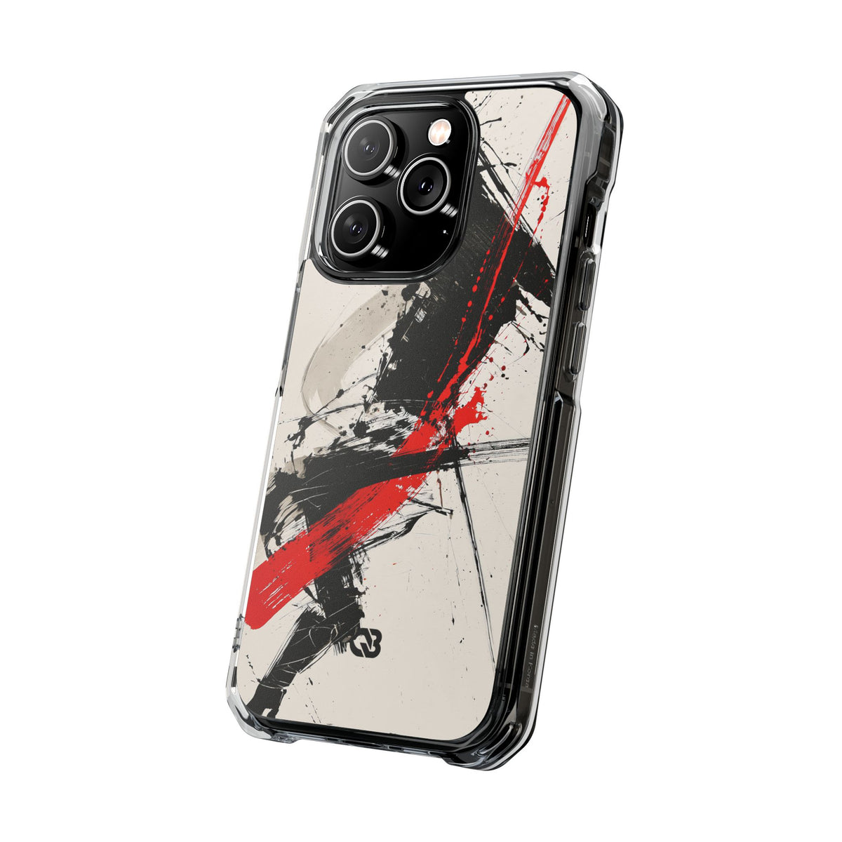 Crimson Sumi Slash · Clear Impact Magnetic Phone Case for iPhone · White
