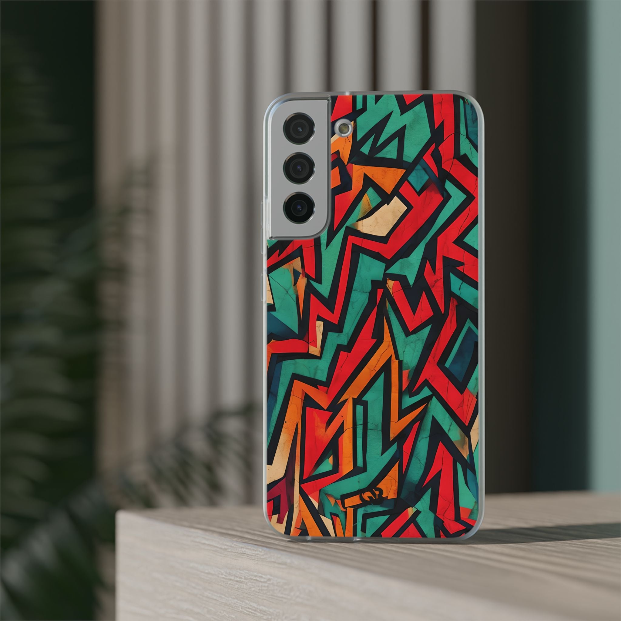 Jagged Teal Static · Soft Handyhülle für Samsung