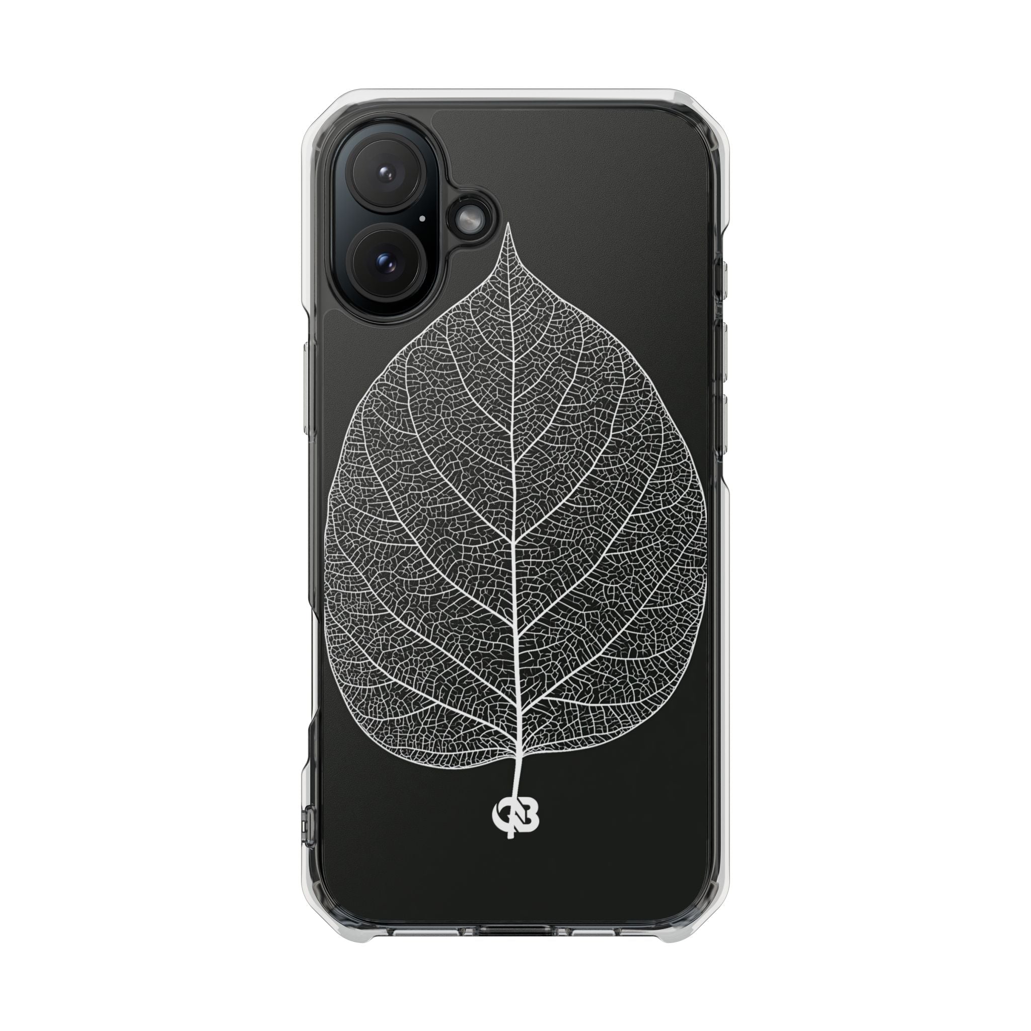 Black Impact MagSafe Phone Case for iPhone - Bleached Leaf Lattice