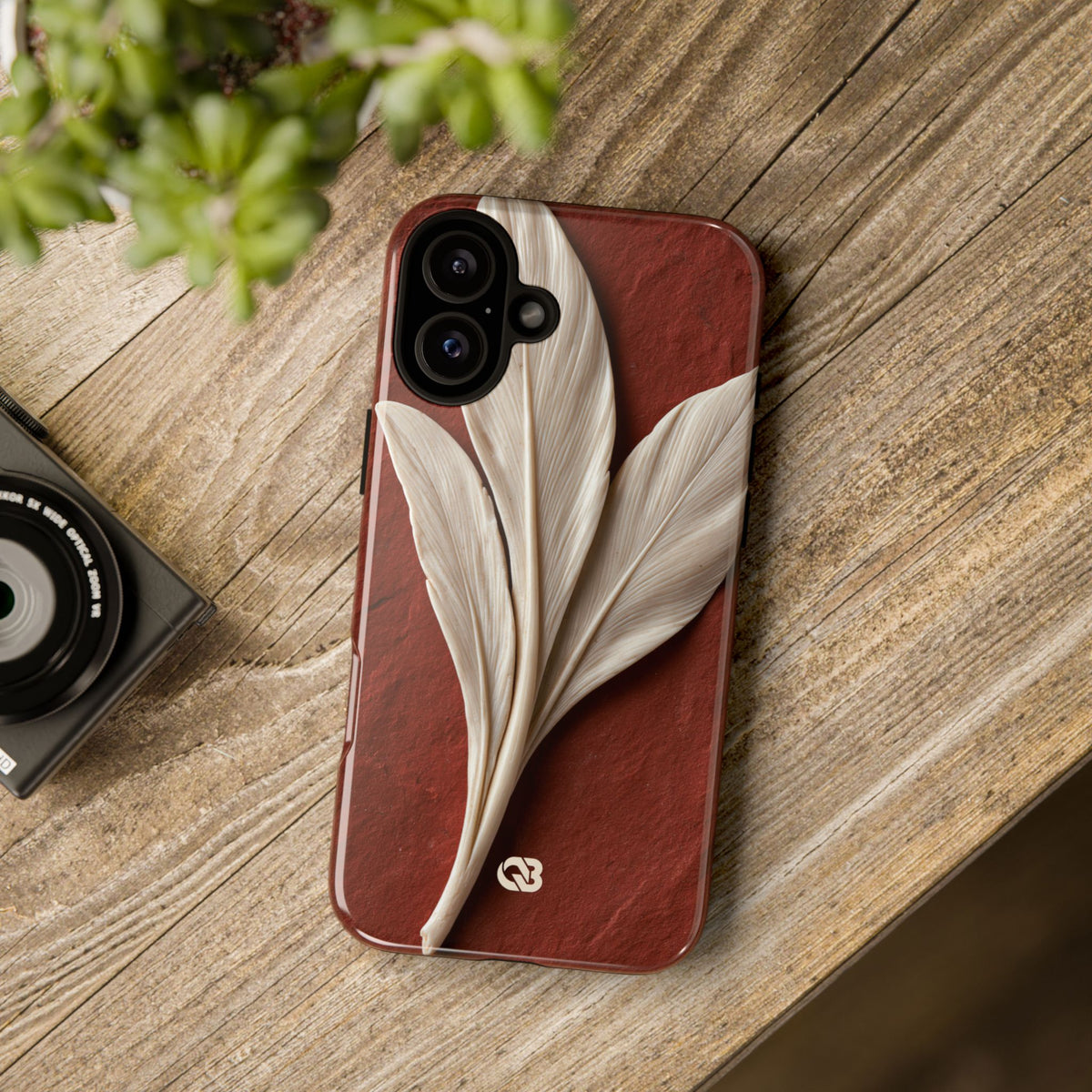 Carved Ivory Plume · Tough Phone Case for iPhone · Red