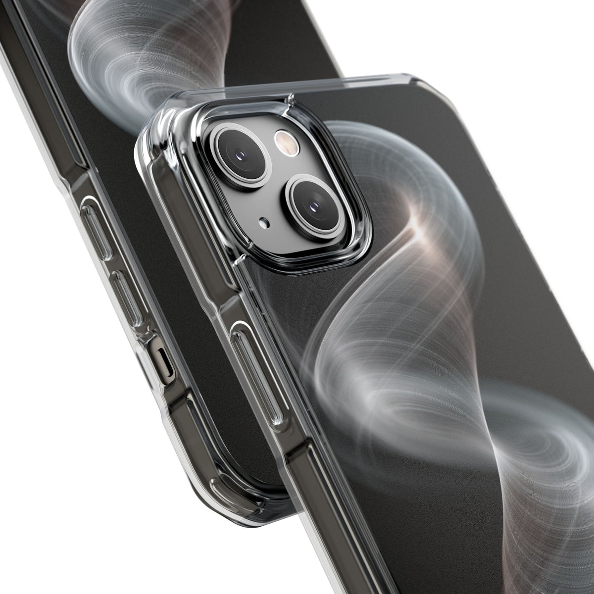 Luminous Vortex · Clear Impact Magnetic Phone Case for iPhone · Black