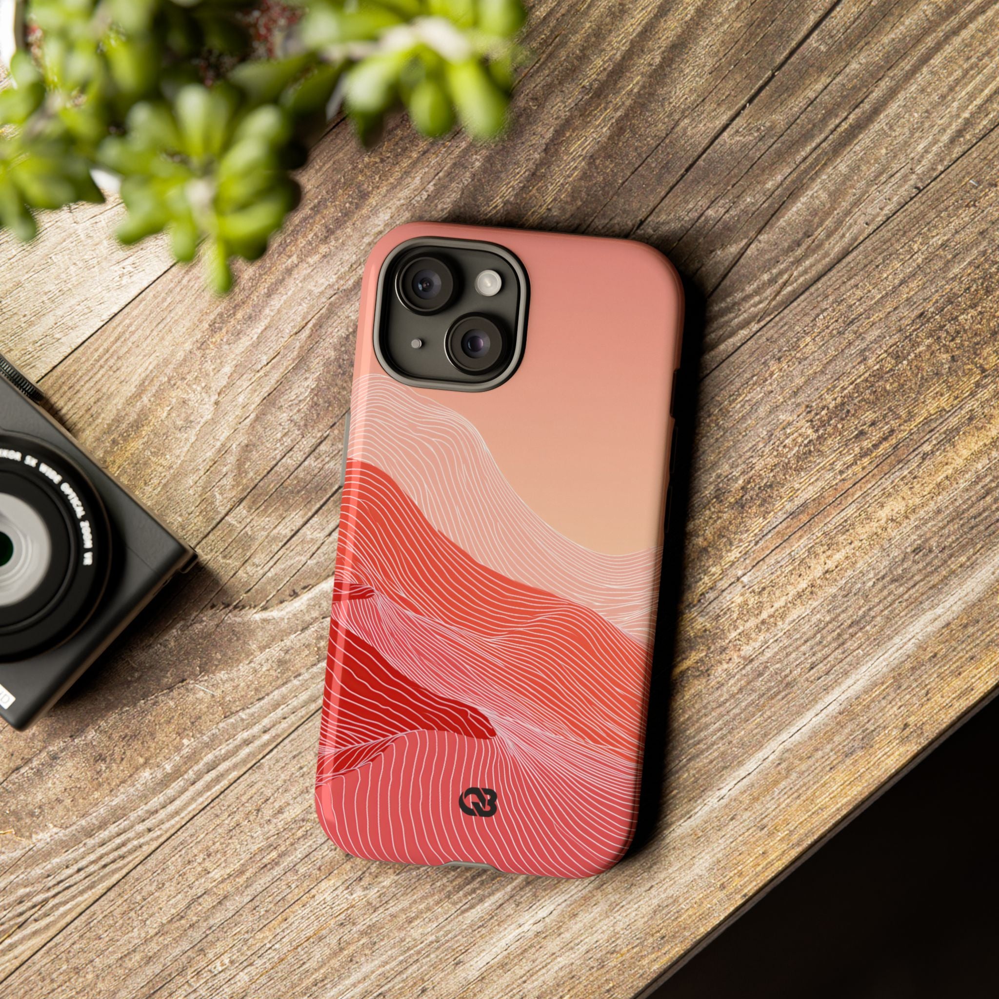 Red Tough Phone Case for iPhone - Crimson Ridge Contour