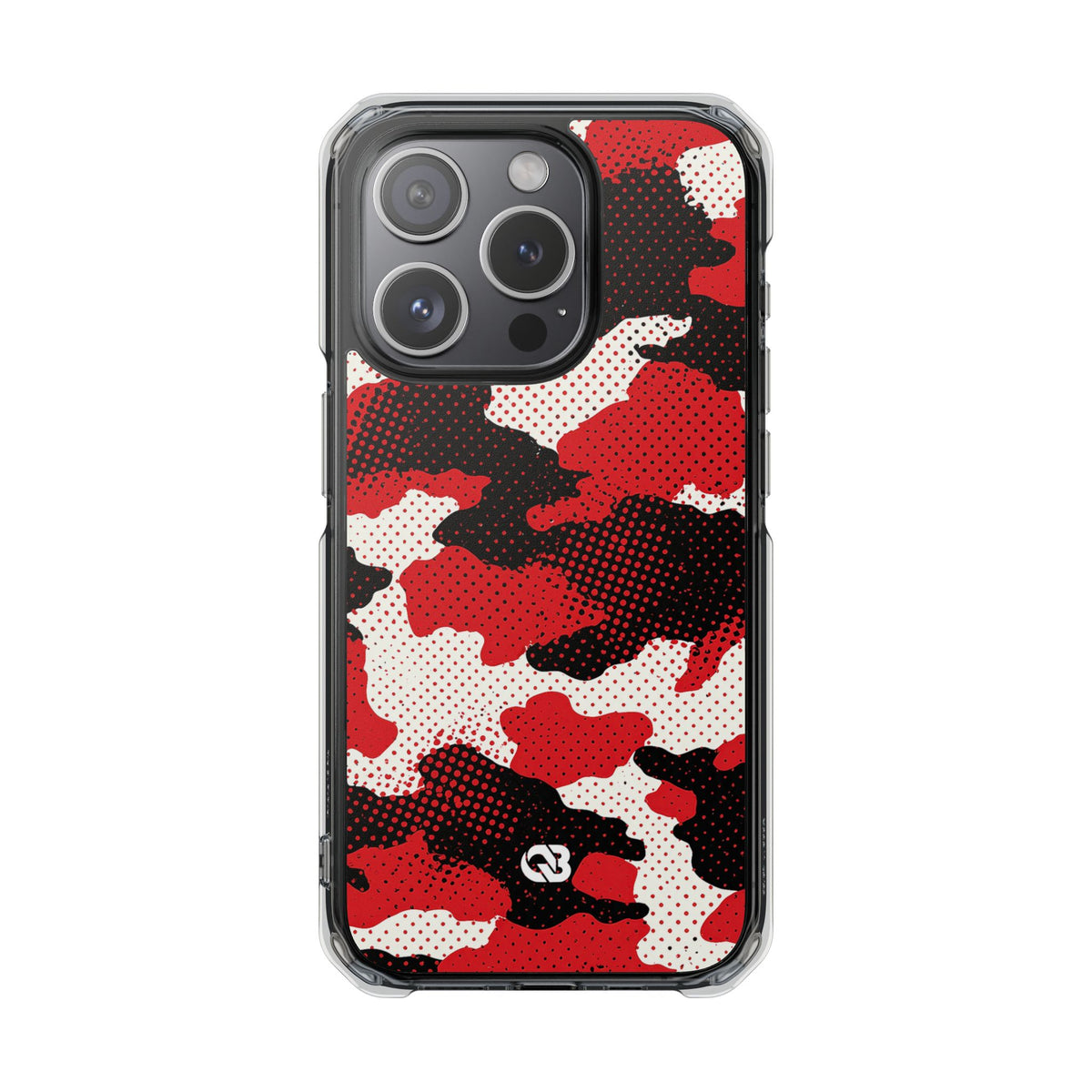 Crimson Halftone Camo · Clear Impact Magnetic Phone Case for iPhone · Red