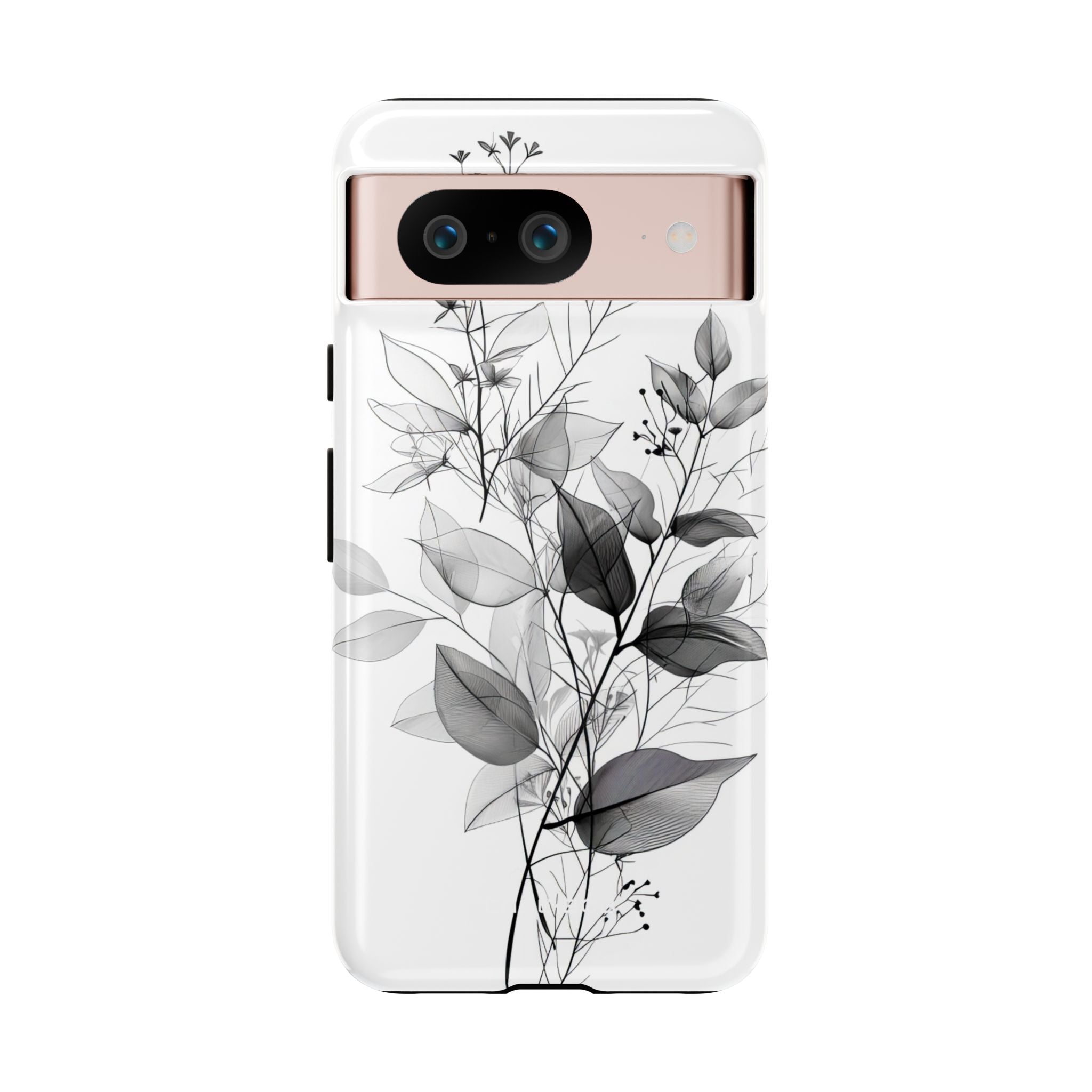 Veined Leaves Gray Google Pixel 8 Case - Tough