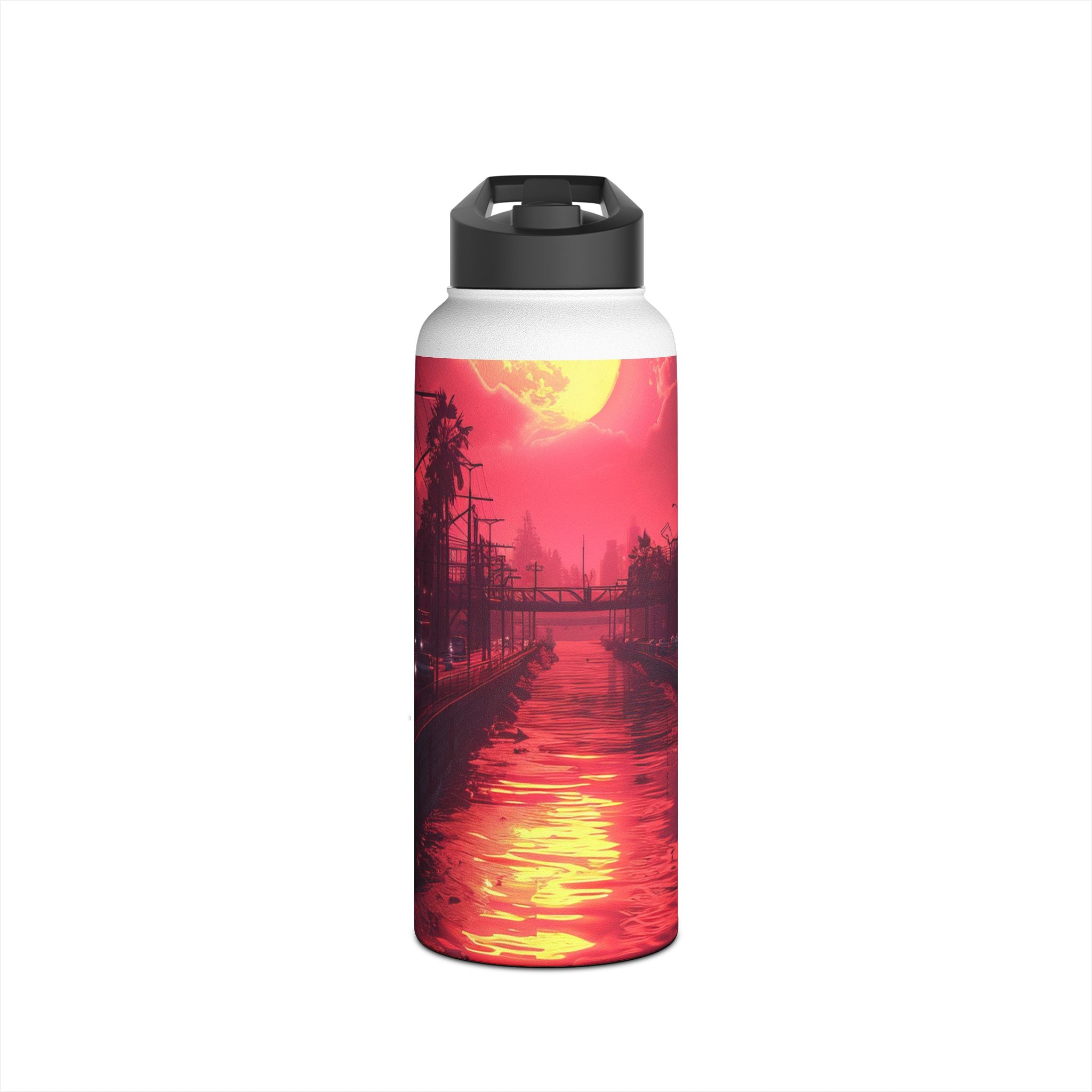 Yellow Moon Reflection - Stainless Steel Water Bottle