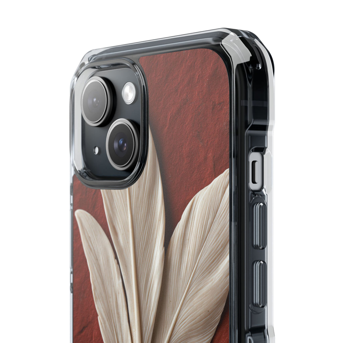 Carved Ivory Plume · Clear Impact Magnetic Phone Case for iPhone · Red