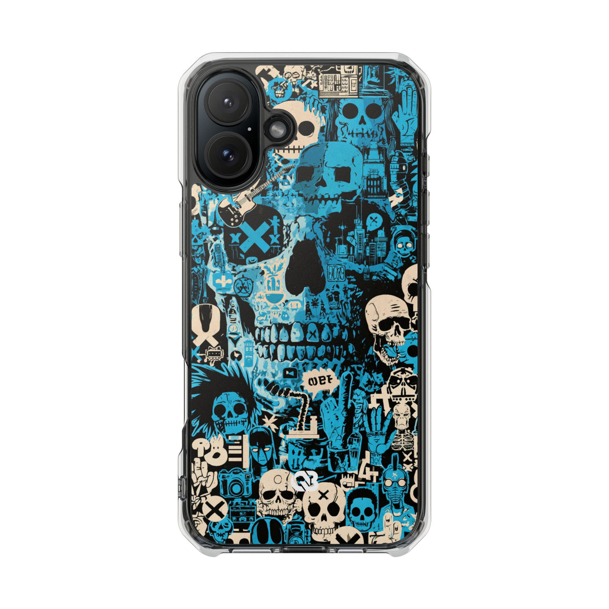 Electric Skull Graffiti · Clear Impact Magnetic Phone Case for iPhone · Blue