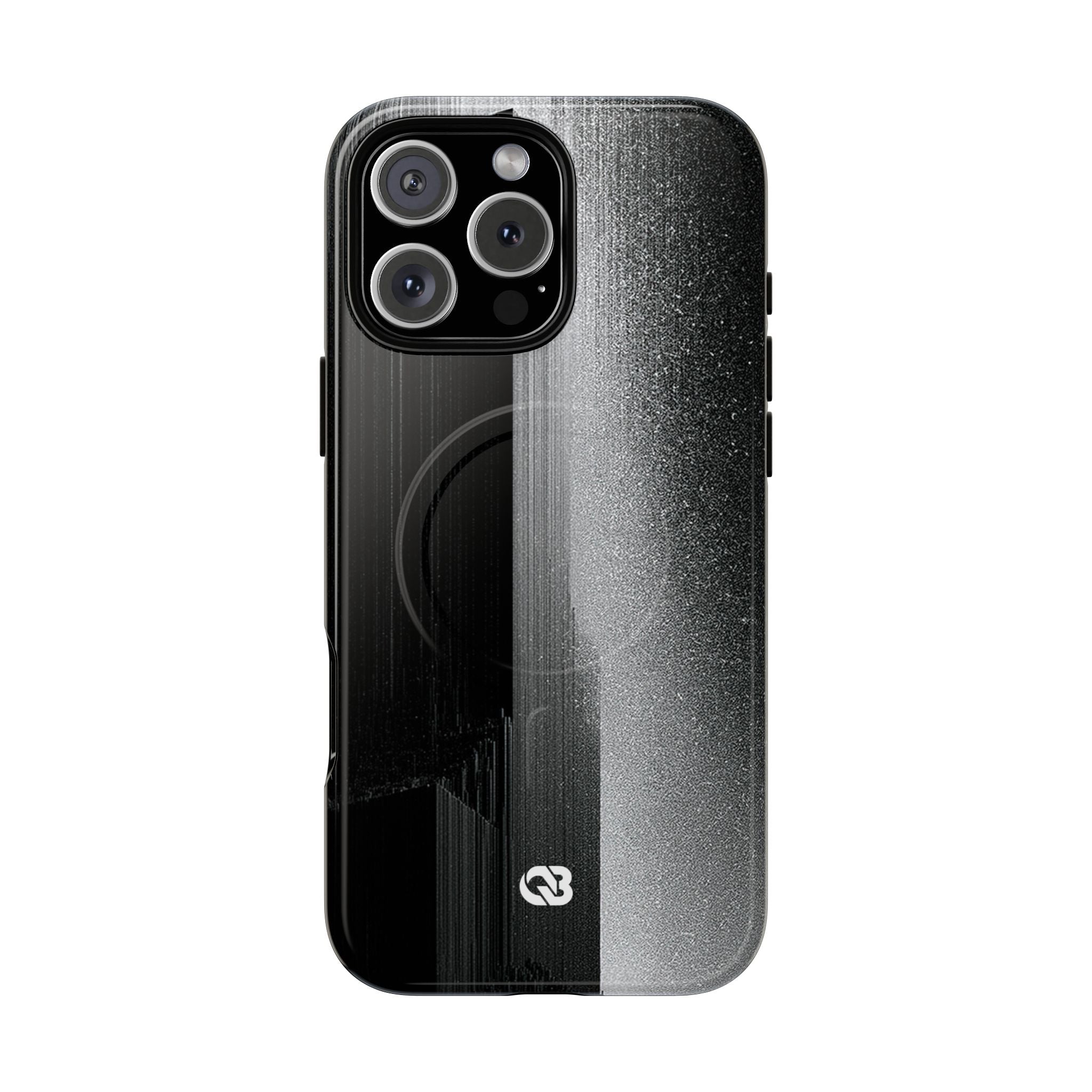 Black Tough 2.0 Magsafe Phone Case for iPhone - Brutalist Pixel Monolith