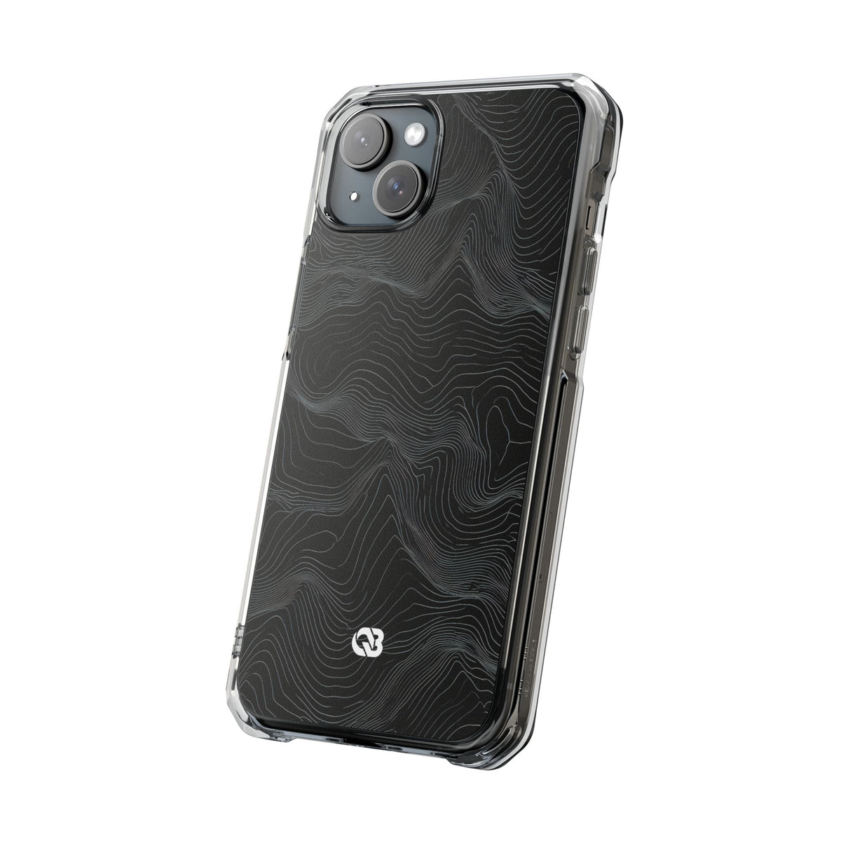 Black Impact MagSafe Phone Case for iPhone - Obsidian Topo Wireframe
