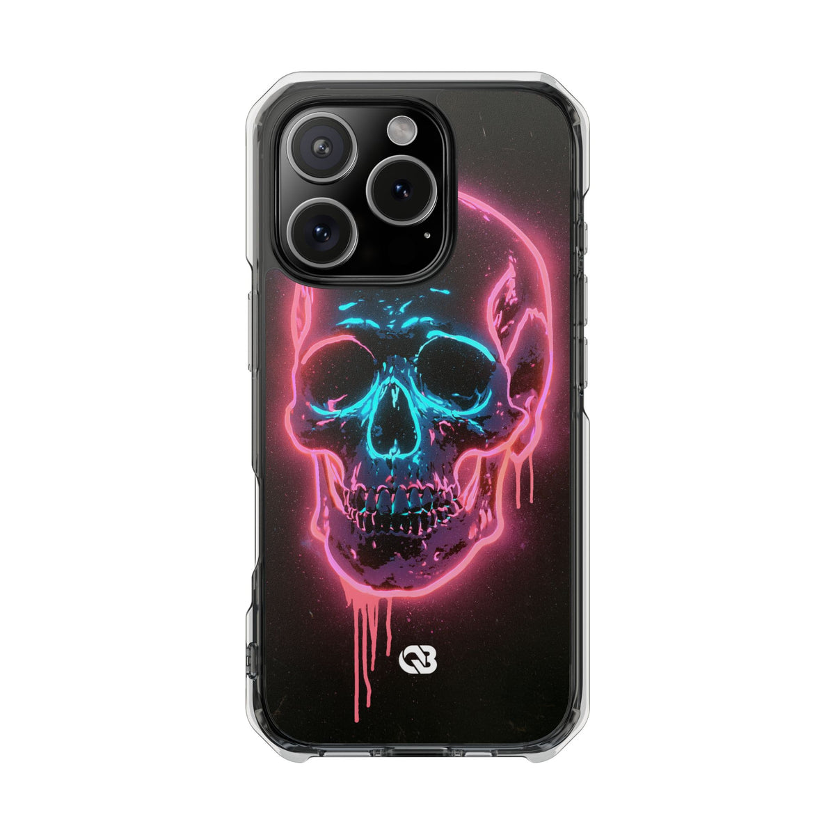 Neon Drip Skull · Clear Impact Magnetic Phone Case for iPhone · Black