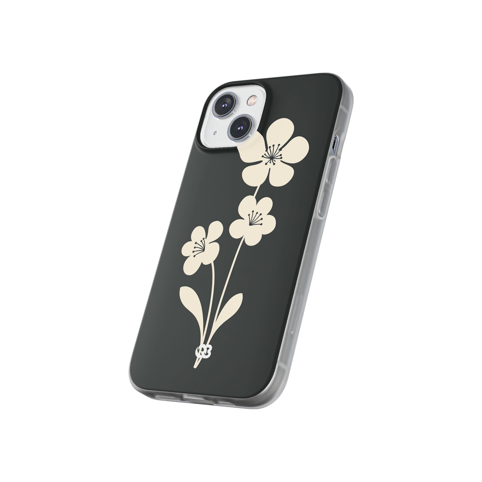 Black Lite Phone Case for iPhone - Obsidian Cream Bloom