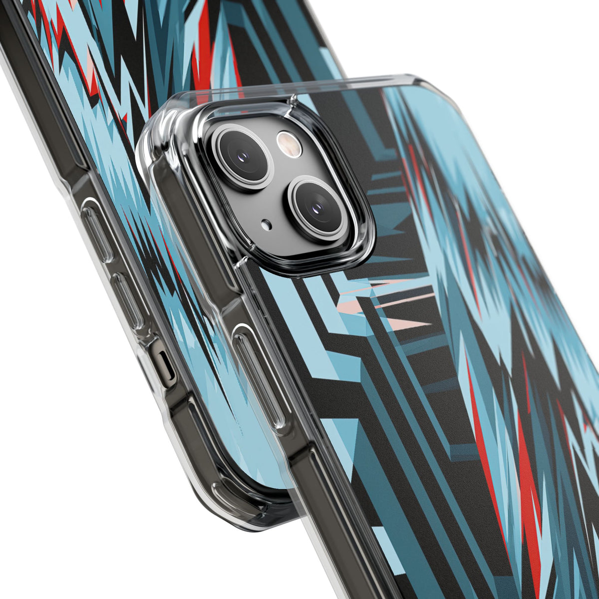 Blue Impact MagSafe Phone Case for iPhone - Glitch Peak Cyan