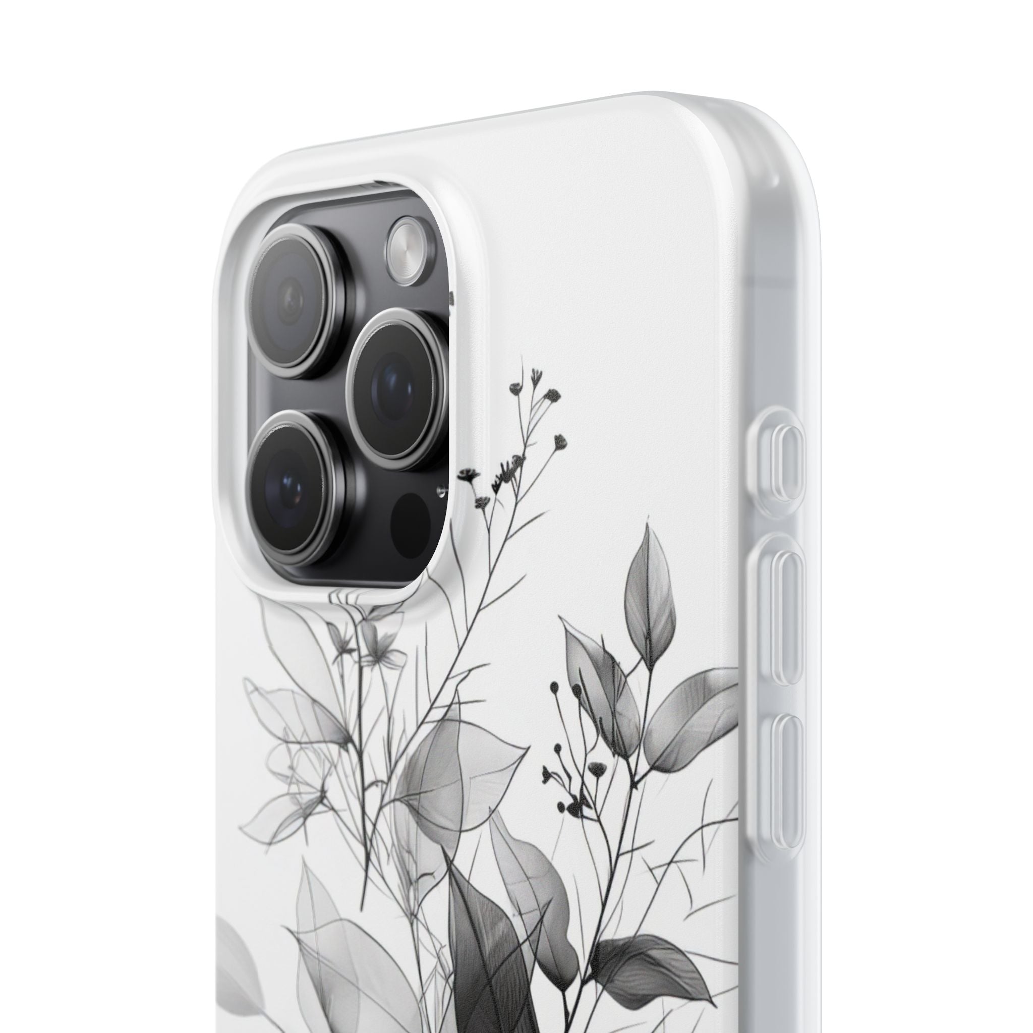 Veined Leaves Gray iPhone 15 Pro Max Case - Soft