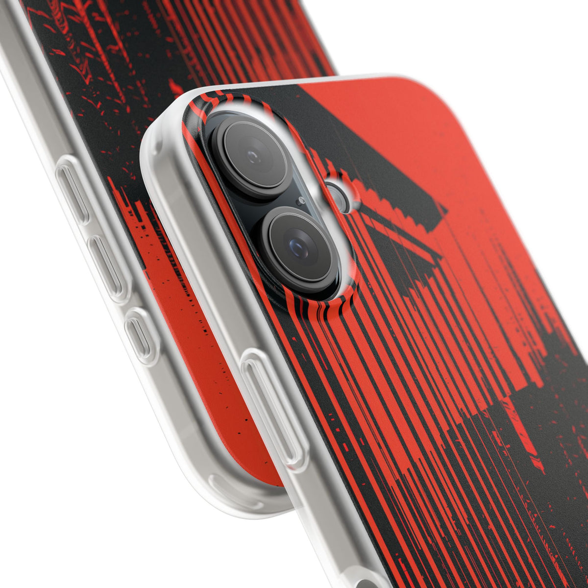 Red Lite Phone Case for iPhone - Crimson Brutalist Distortion