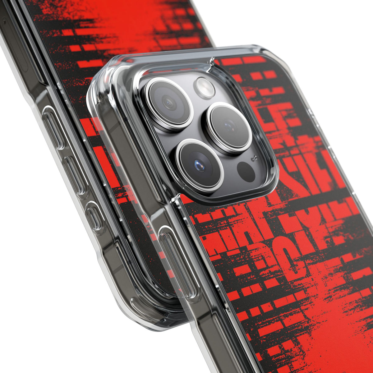 Crimson Redaction · Clear Impact Magnetic Phone Case for iPhone · Black