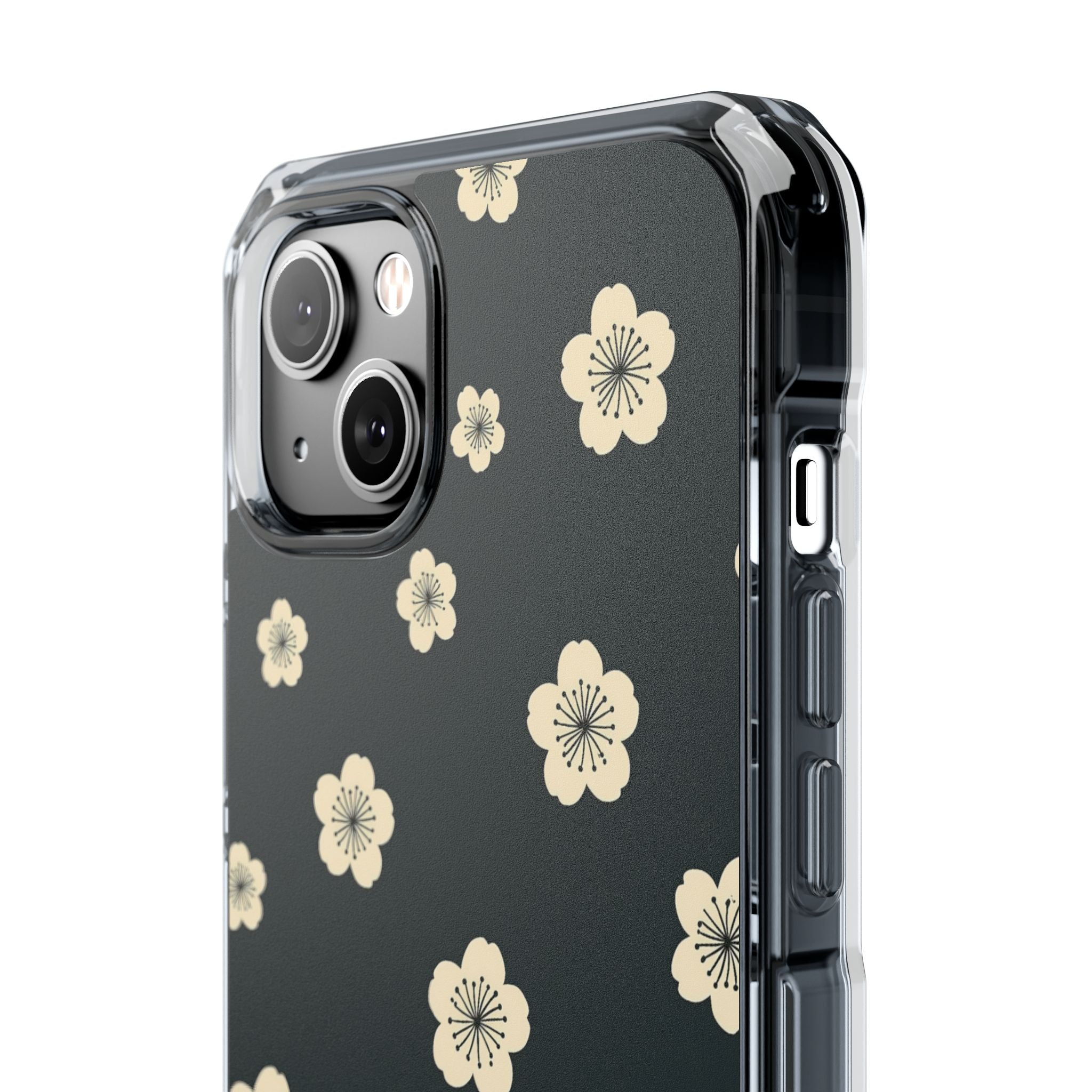 Teal Impact MagSafe Phone Case for iPhone - Obsidian Cream Petals