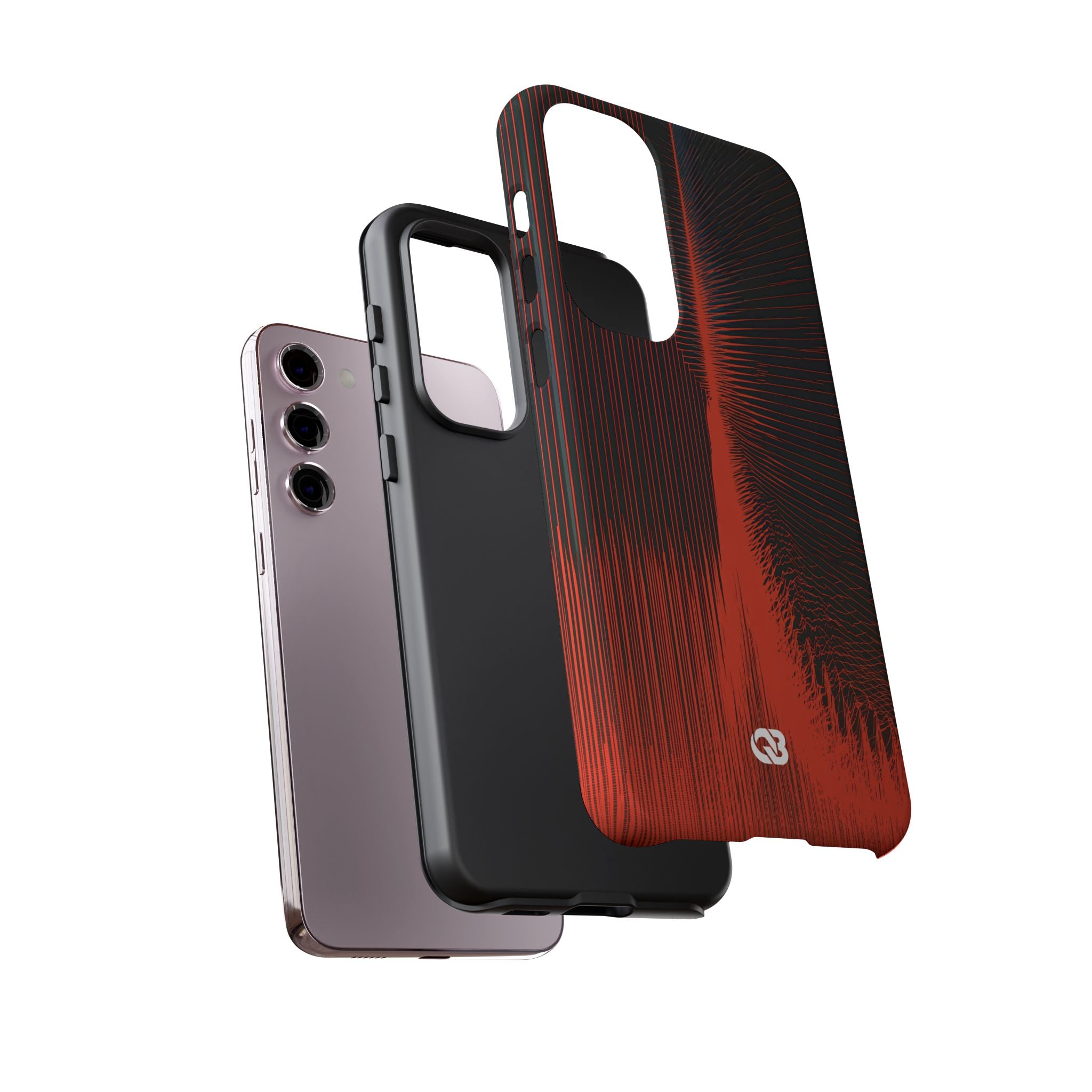 Red Tough Phone Case for Samsung - Crimson Frequency Pulse