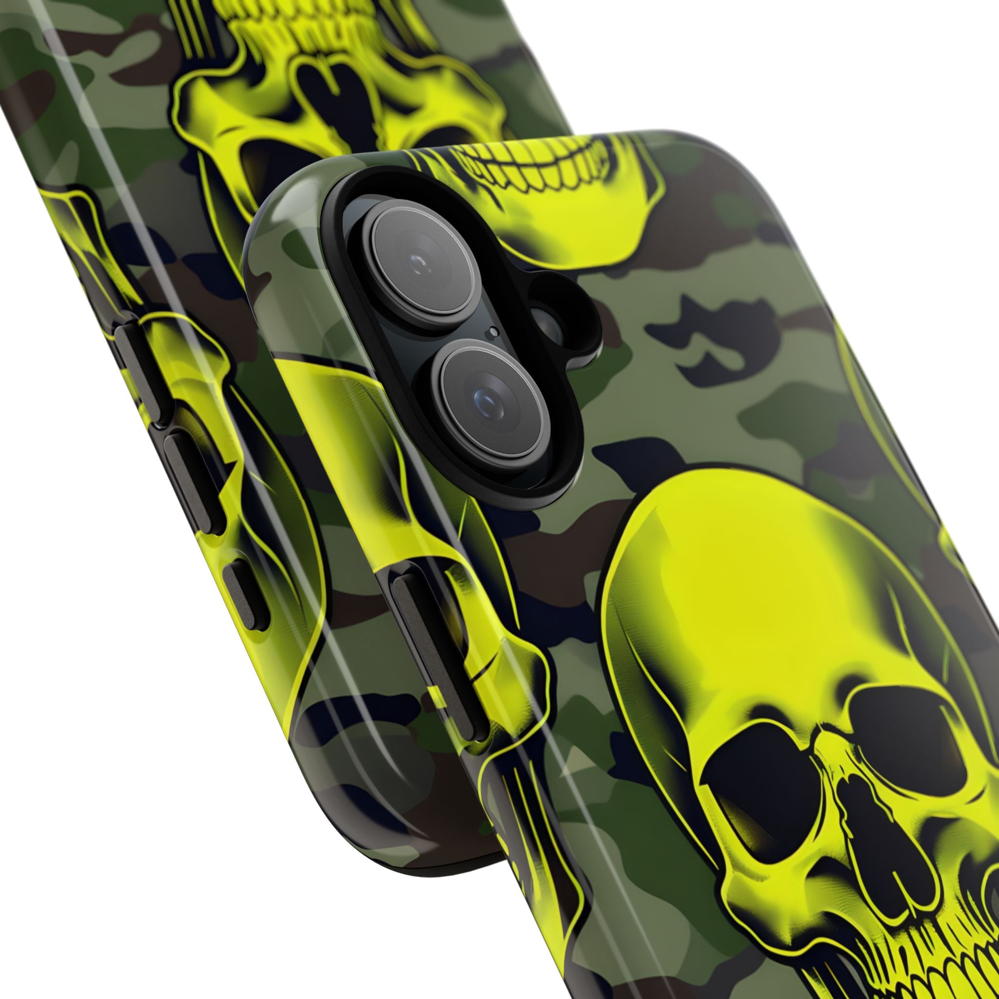 Neon Skull Camo iPhone 16 Plus Case - Tough