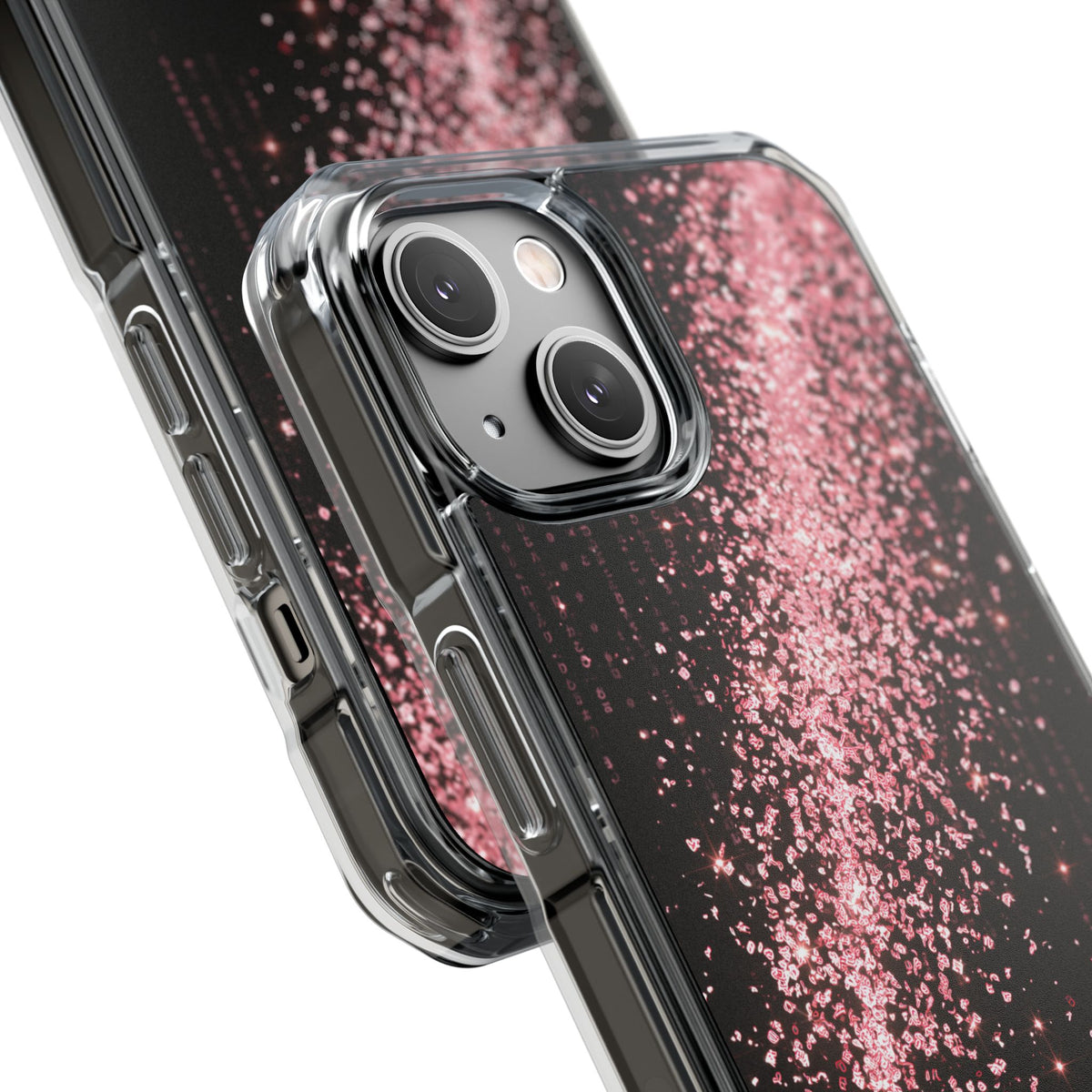 Rose Digital Cascade · Clear Impact Magnetic Phone Case for iPhone · Pink