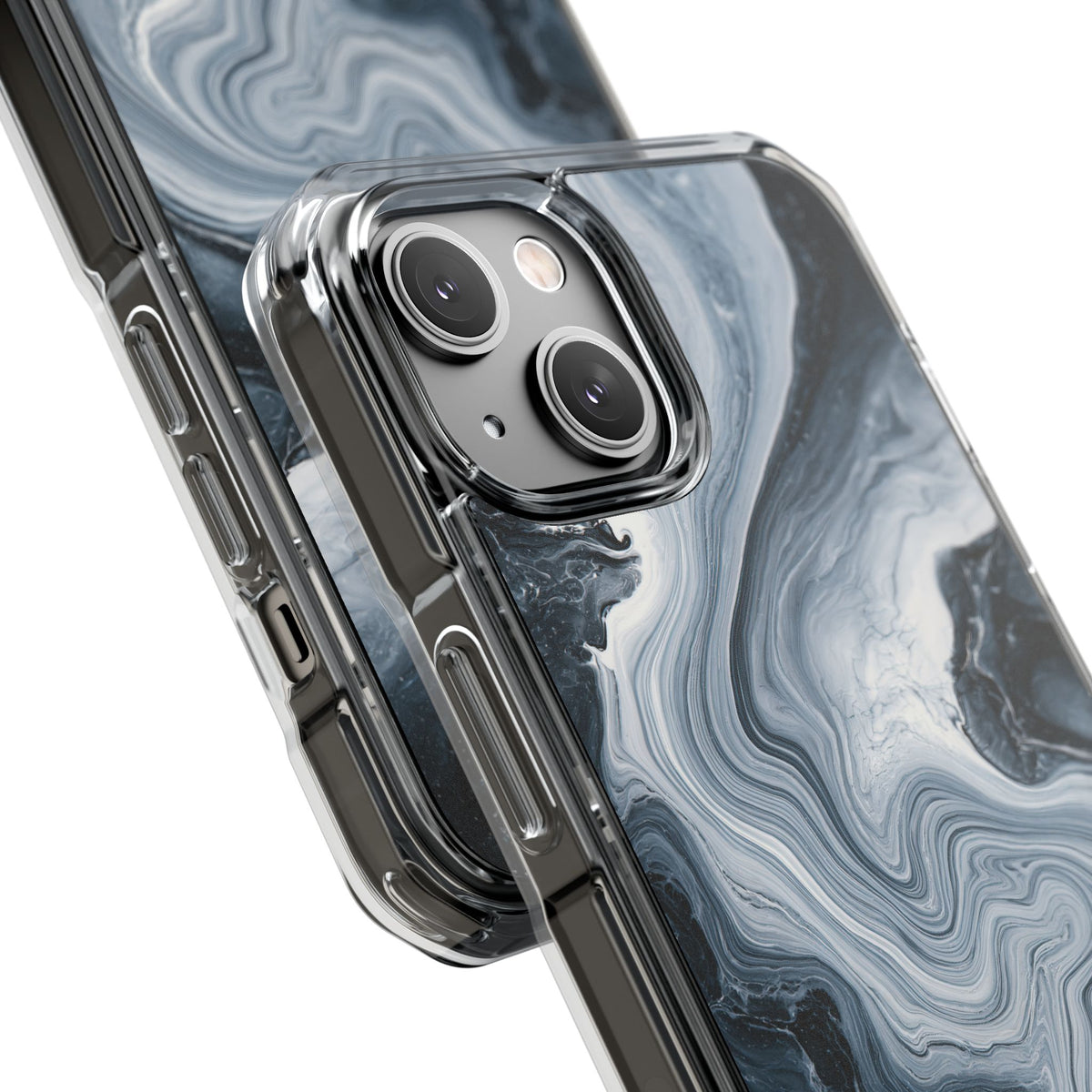 Suminagashi Ink Flow · Clear Impact Magnetic Phone Case for iPhone · Grey