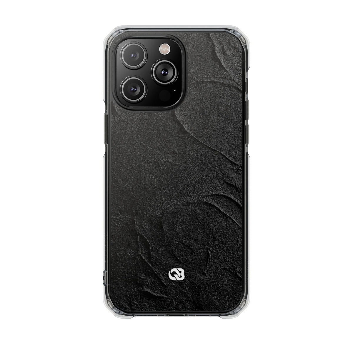 Obsidian Stucco Relief · Clear Impact Magnetic Phone Case for iPhone · Black
