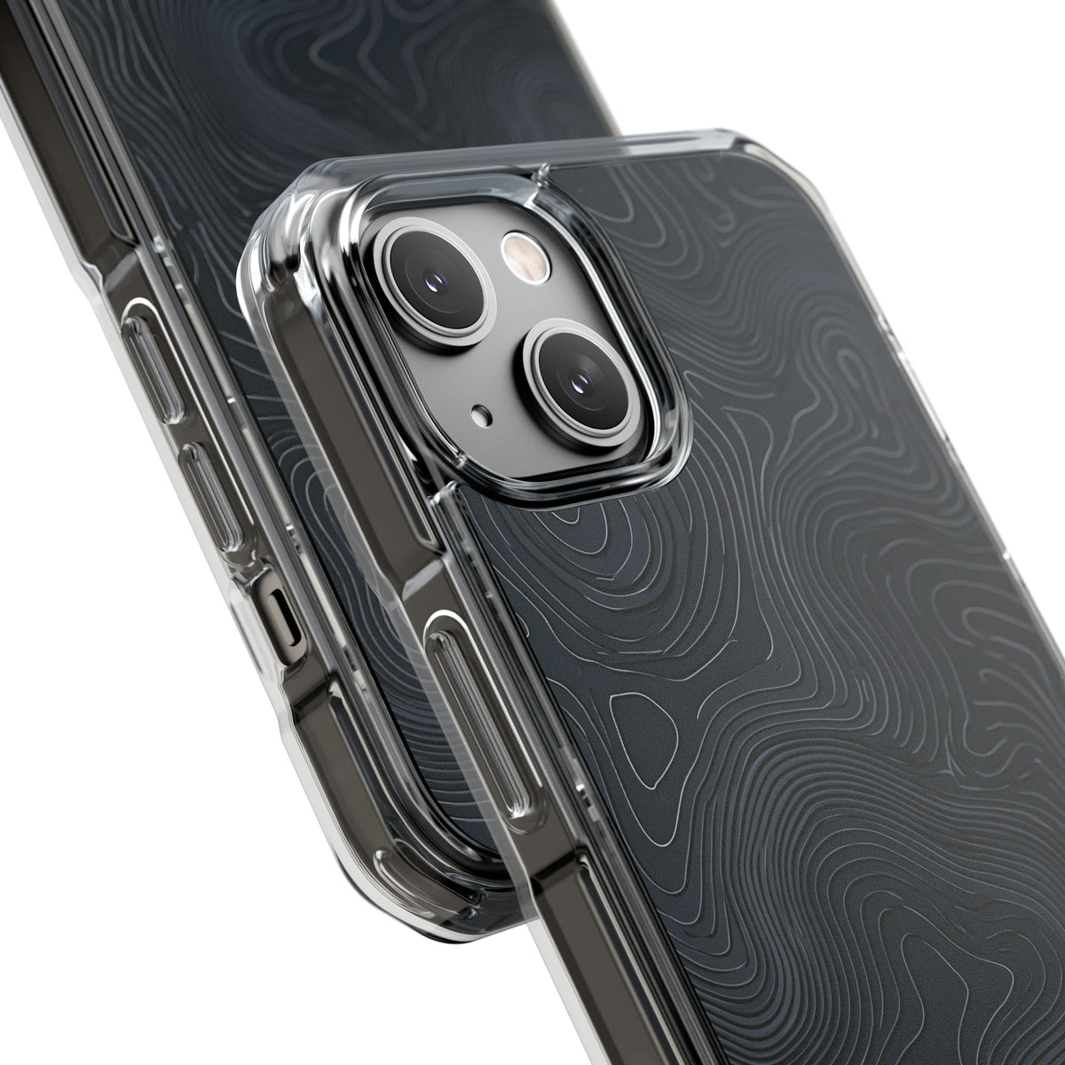 Black Impact MagSafe Phone Case for iPhone - Obsidian Ridge Topo