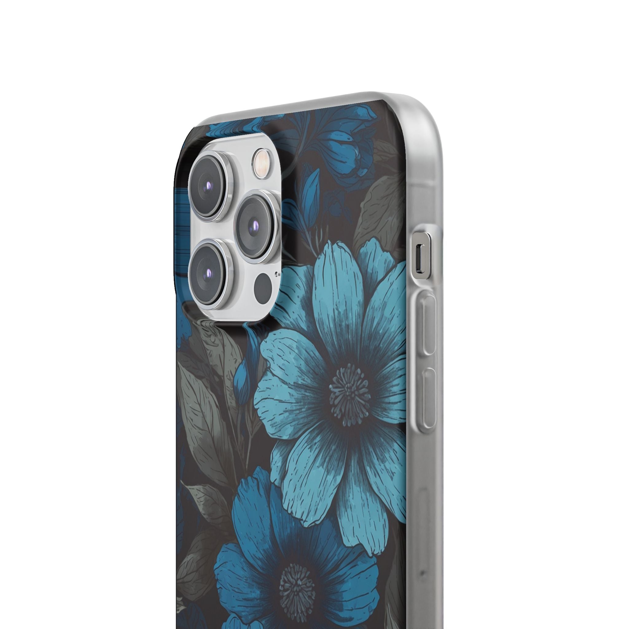 Obsidian Blue Petals · Soft Phone Case for iPhone