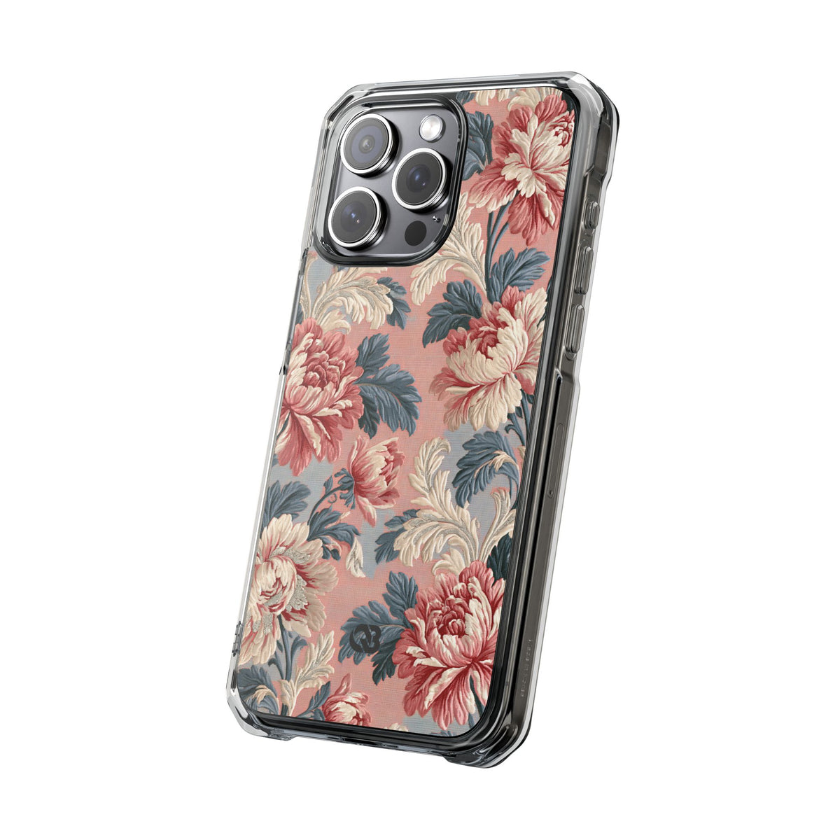 Blush Peony Jacquard · Clear Impact Magnetic Phone Case for iPhone · Pink