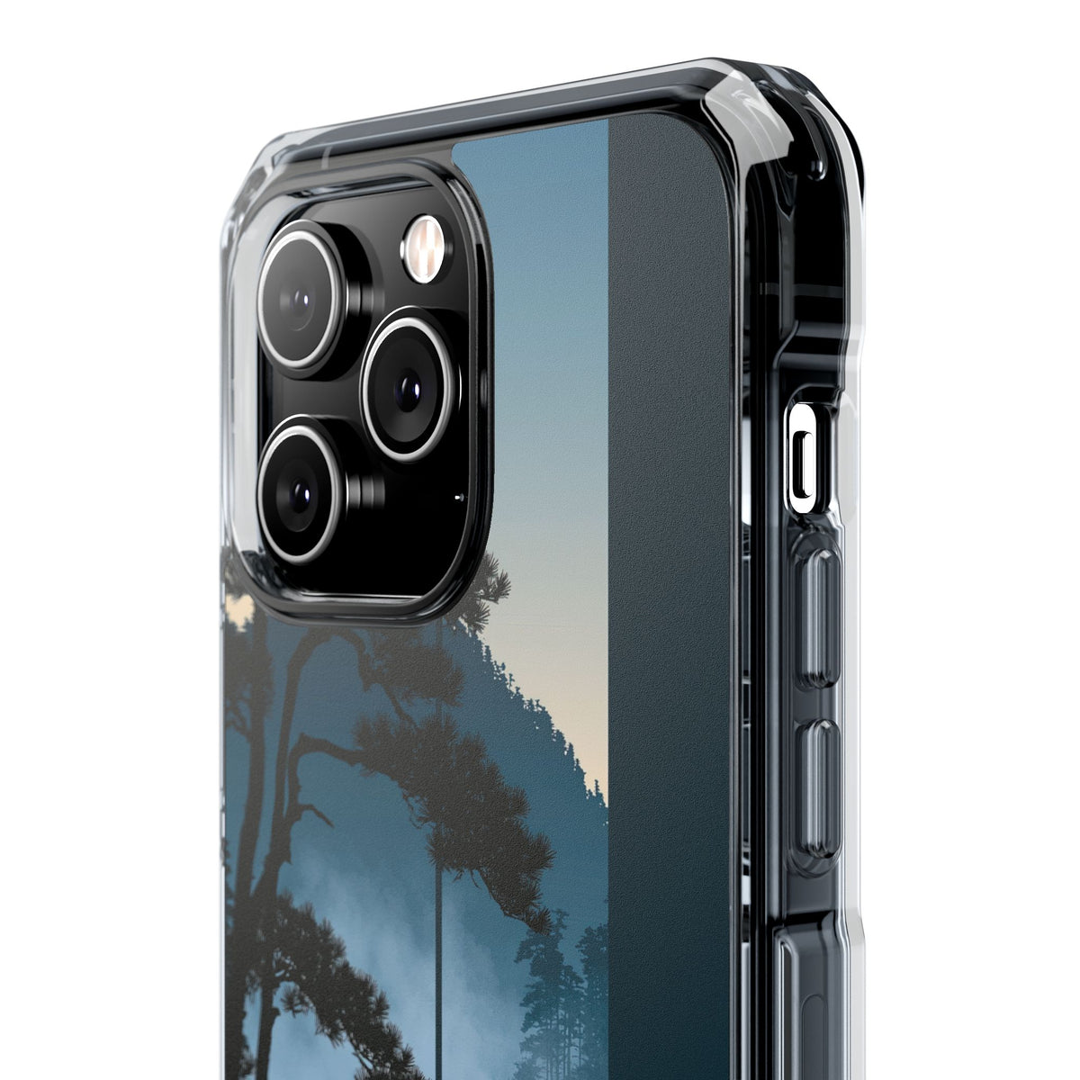 Misty Pine Horizon · Clear Impact Magnetic Phone Case for iPhone · Teal