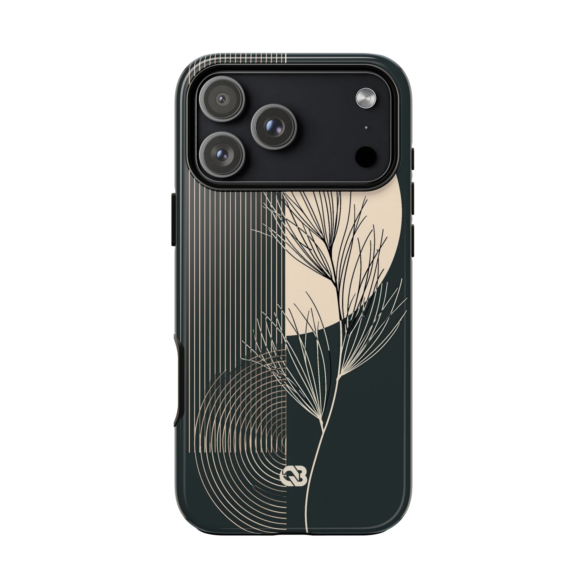 Black Tough Phone Case for iPhone - Obsidian Sand Willow