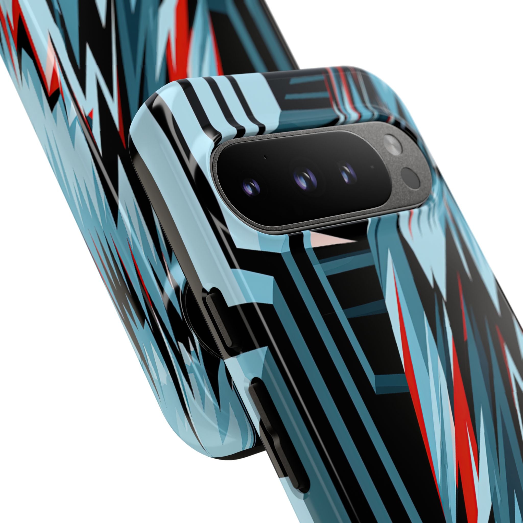 Blue Tough Phone Case for Google Pixel - Glitch Peak Cyan
