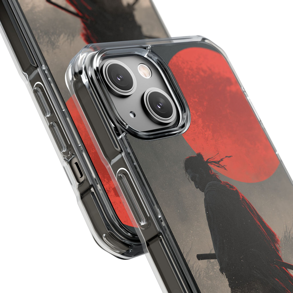 Crimson Moon Ronin · Clear Impact Magnetic Phone Case for iPhone · Black