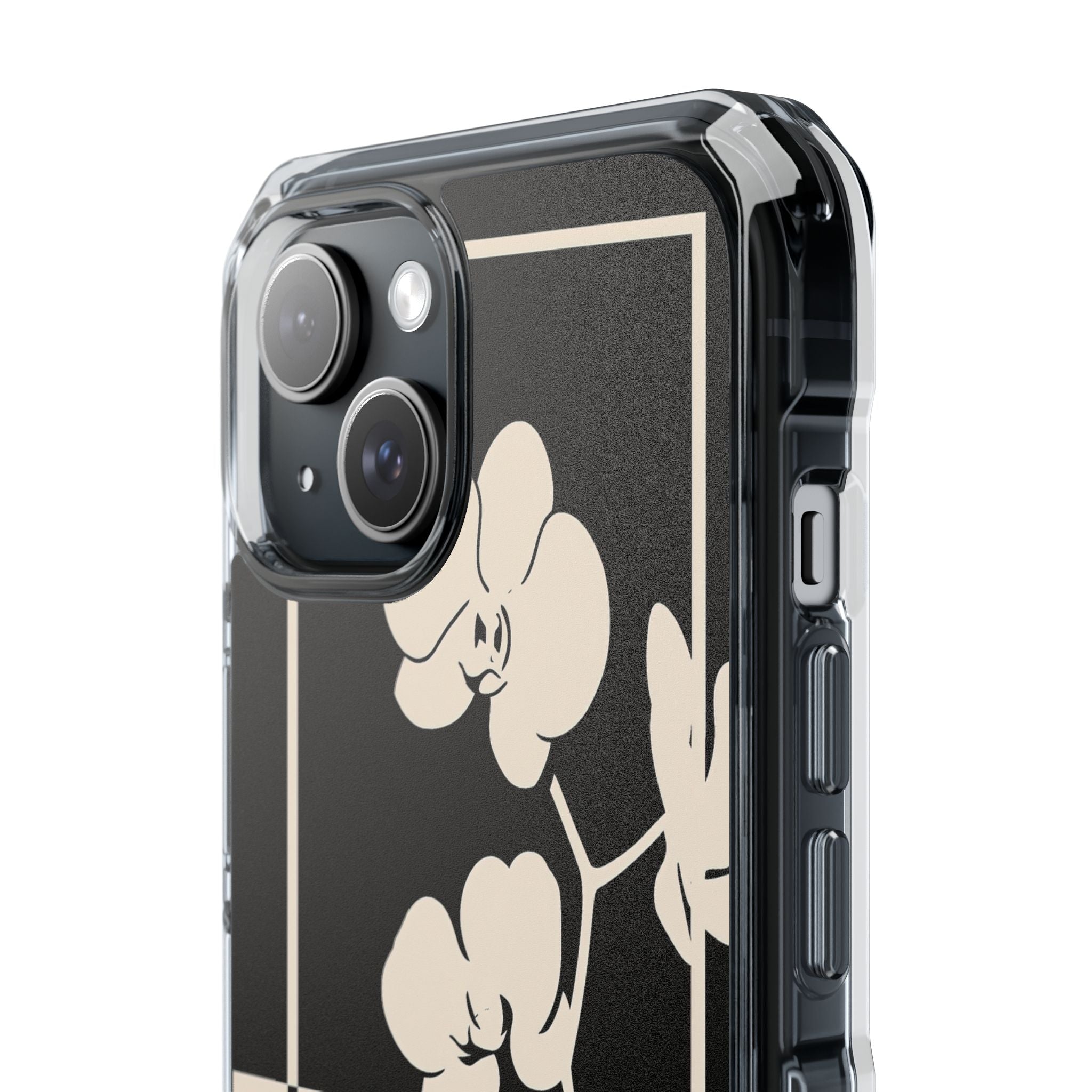 Beige Impact MagSafe Phone Case for iPhone - Nocturnal Orchid Frame