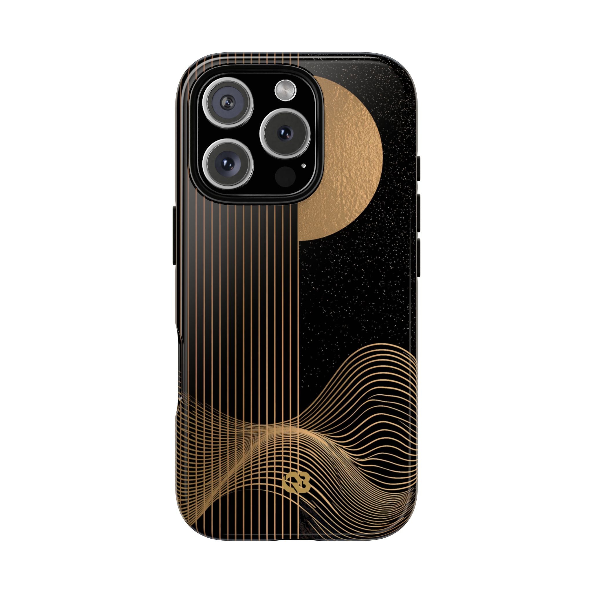 Gold Tough Phone Case for iPhone - Gilded Obsidian Dunes