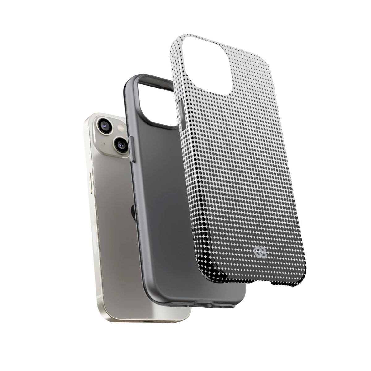 Black Tough Phone Case for iPhone - Obsidian Halftone Flux