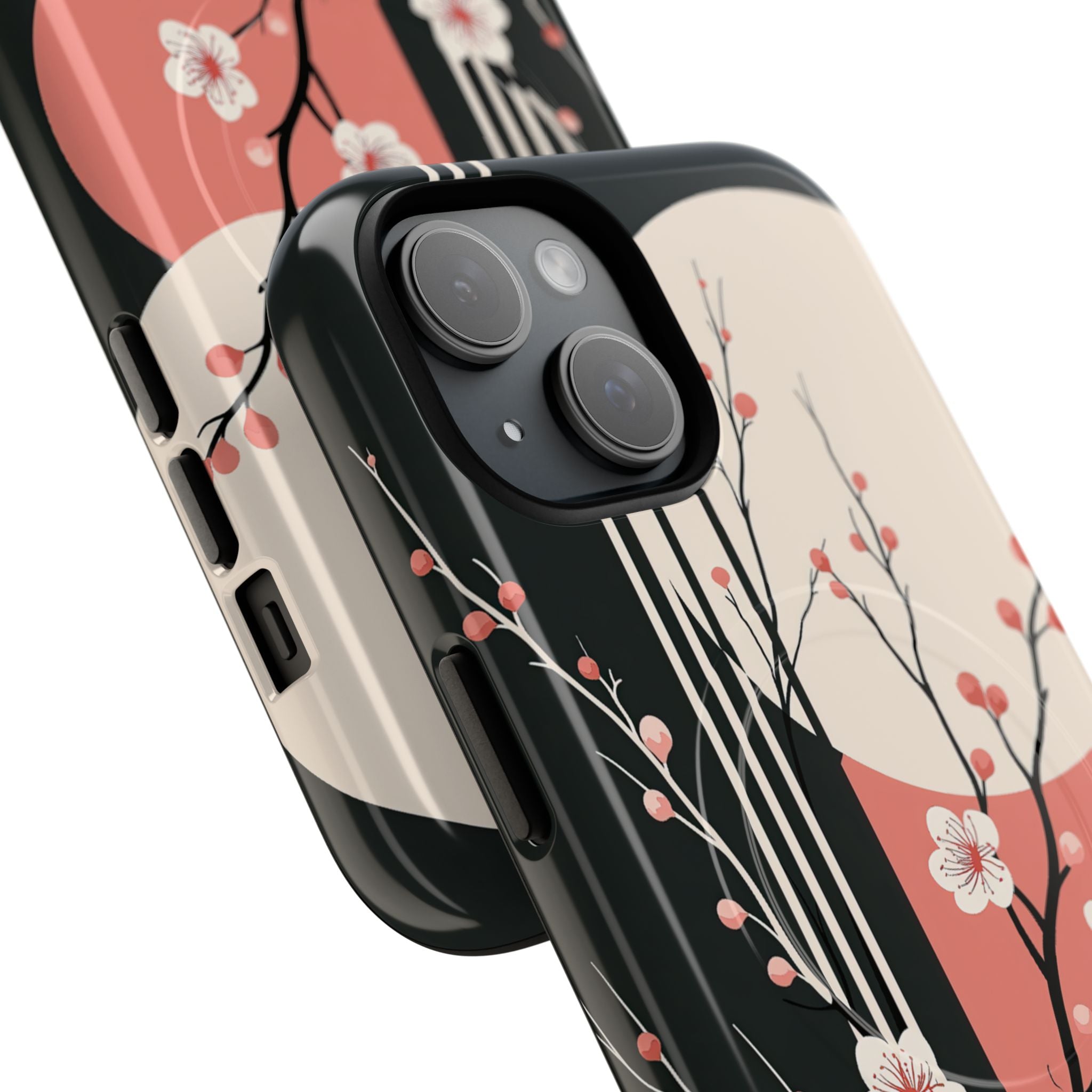 Black Tough 2.0 Magsafe Phone Case for iPhone - Kyoto Midnight Blossom