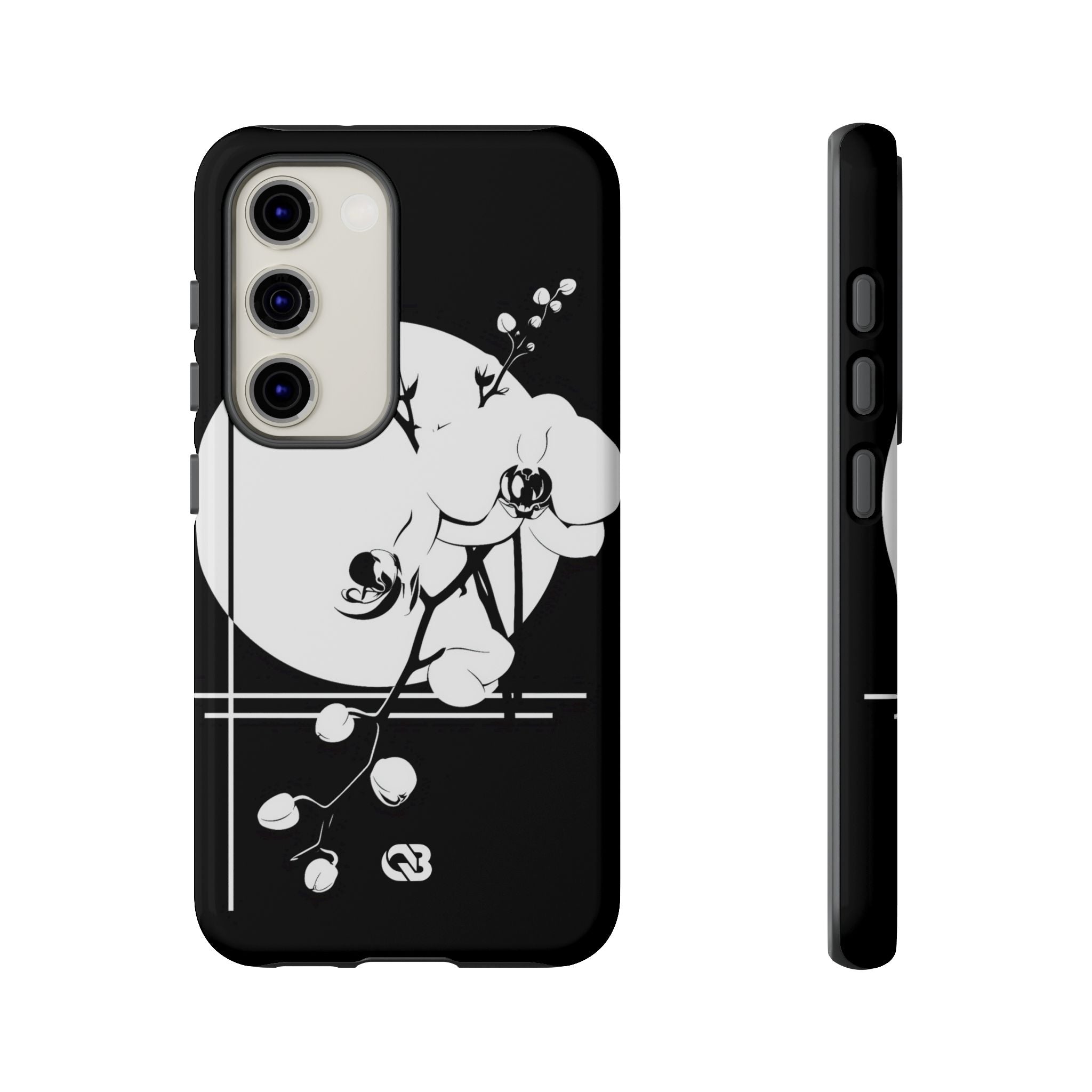 Black Tough Phone Case for Samsung - Lunar Orchid Grid