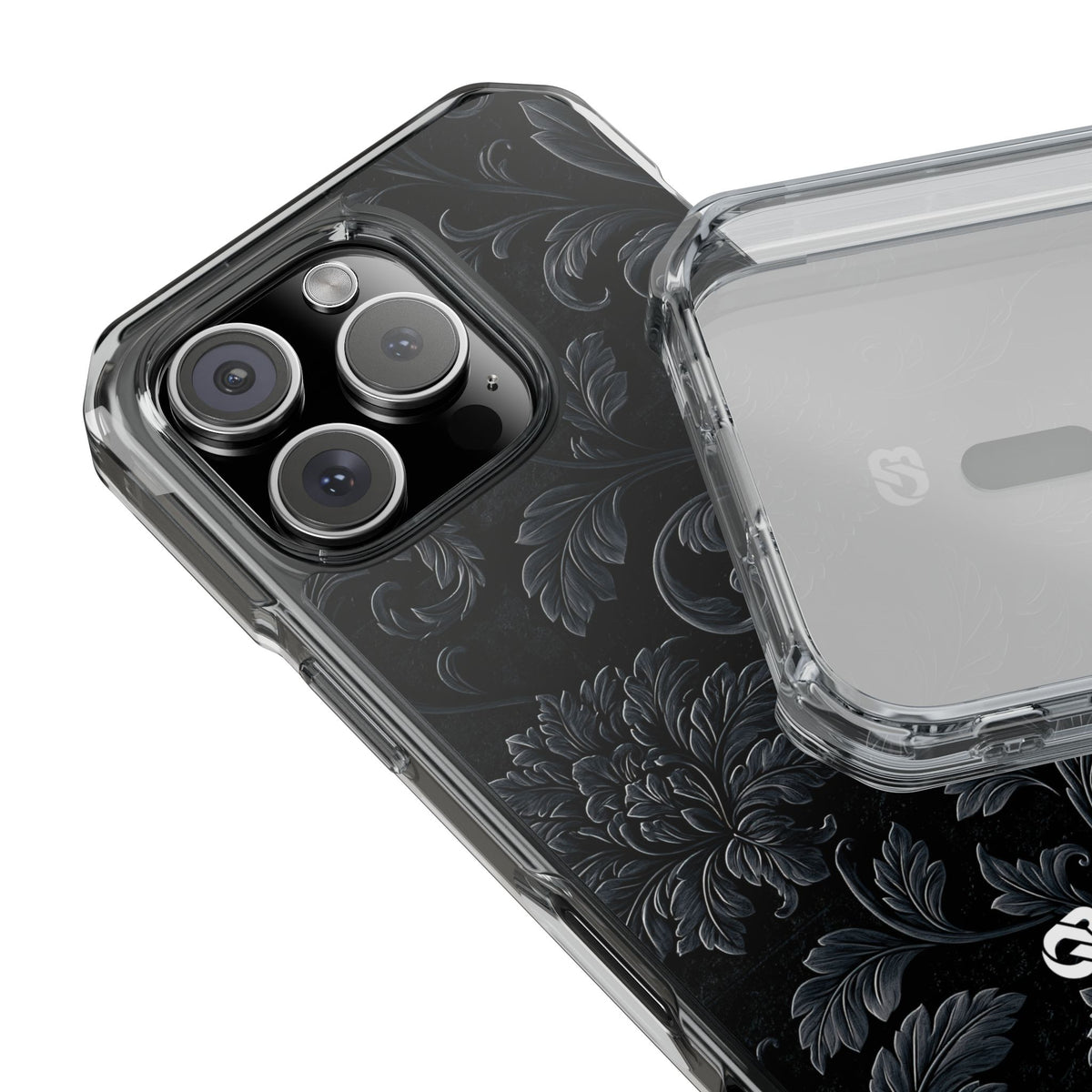 Obsidian Damask · Clear Impact Magnetic Phone Case for iPhone · Black
