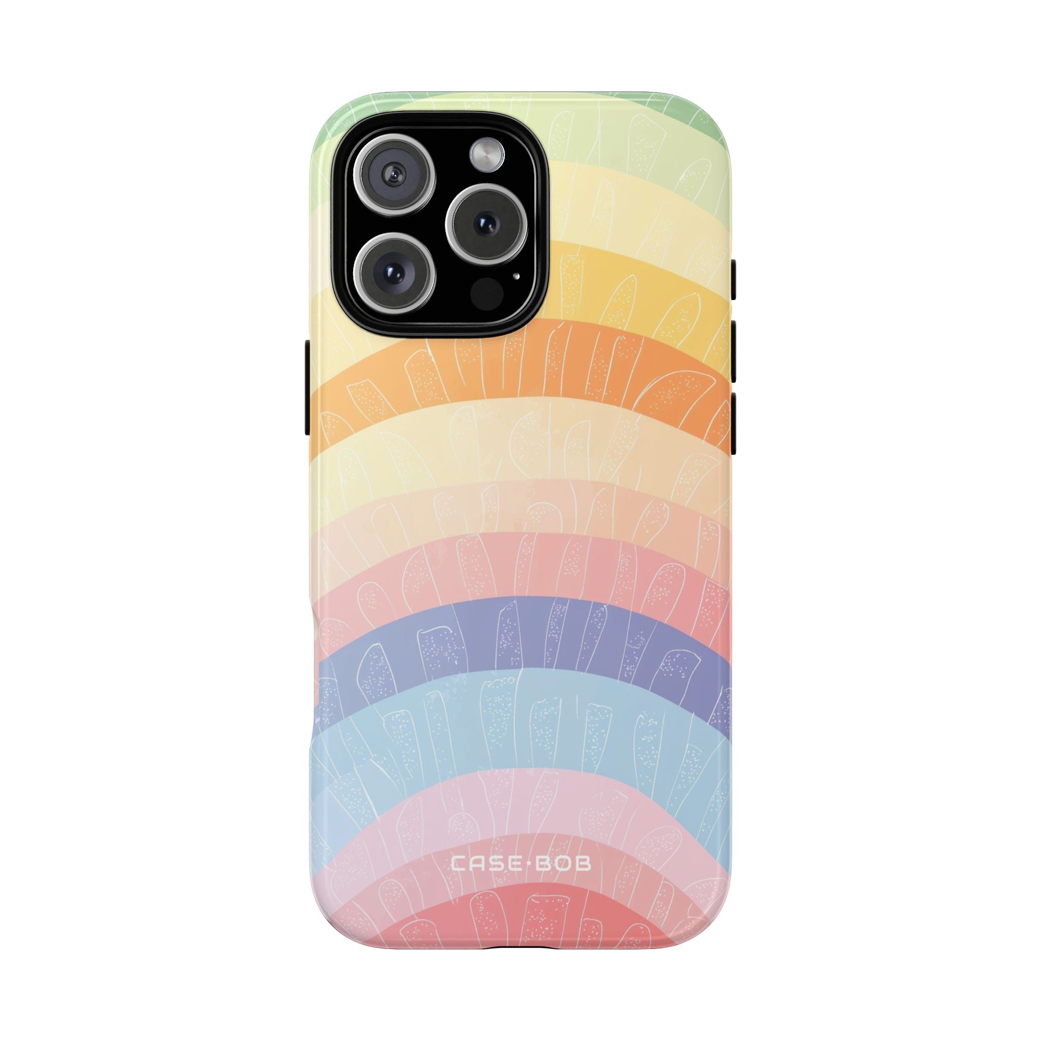 Pastel Regenboog Bandjes iPhone 16 Pro Max Case - Tough