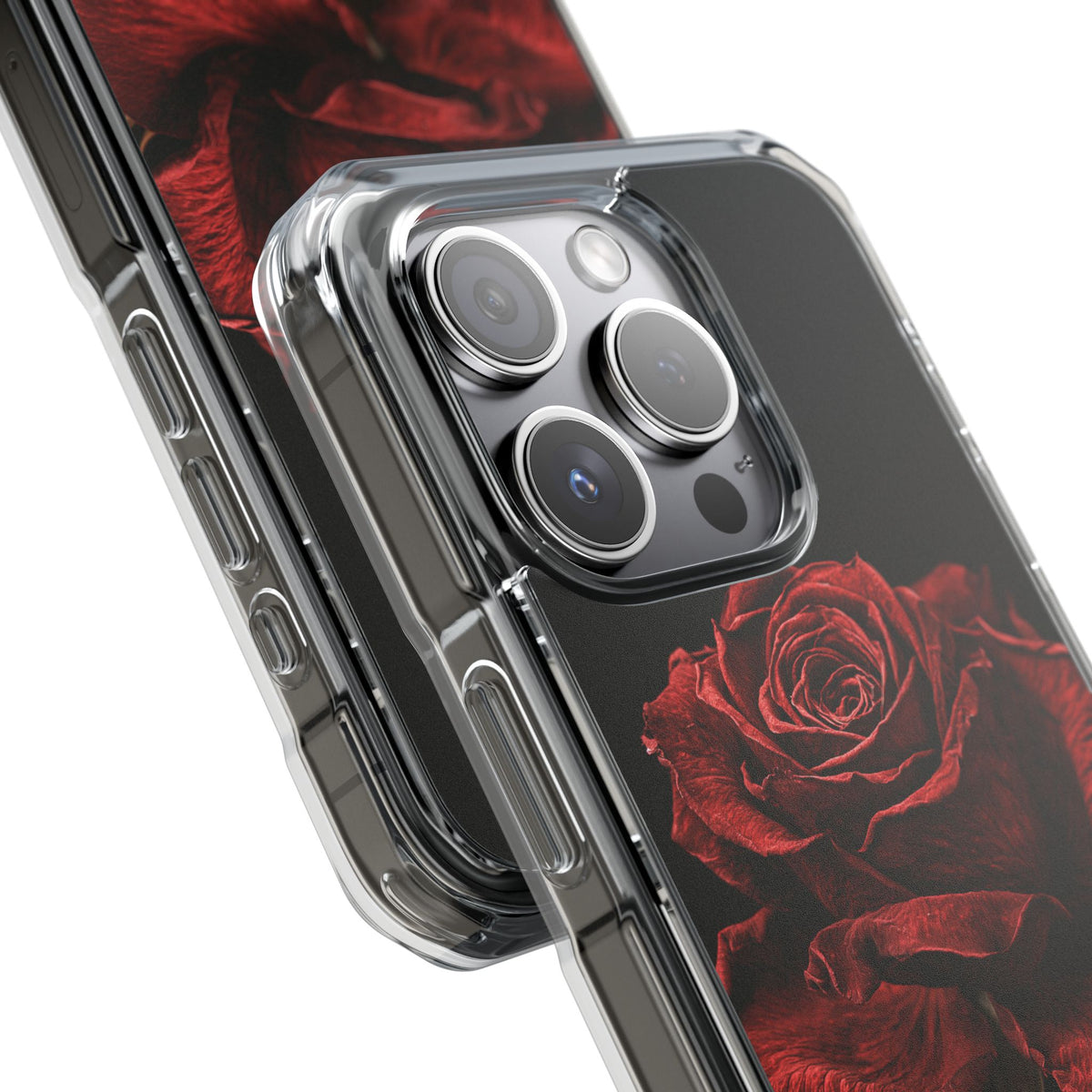 Crimson Noir Rose · Clear Impact Magnetic Phone Case for iPhone · Black