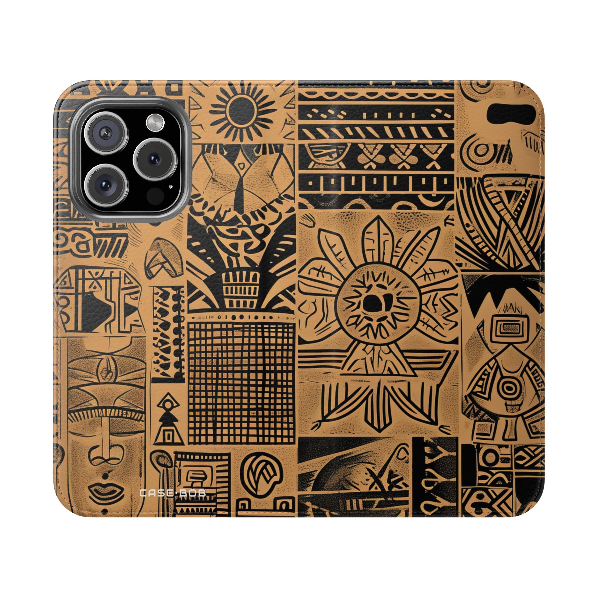 Celestial Faces Brown - iPhone 16 Pro Case - Wallet