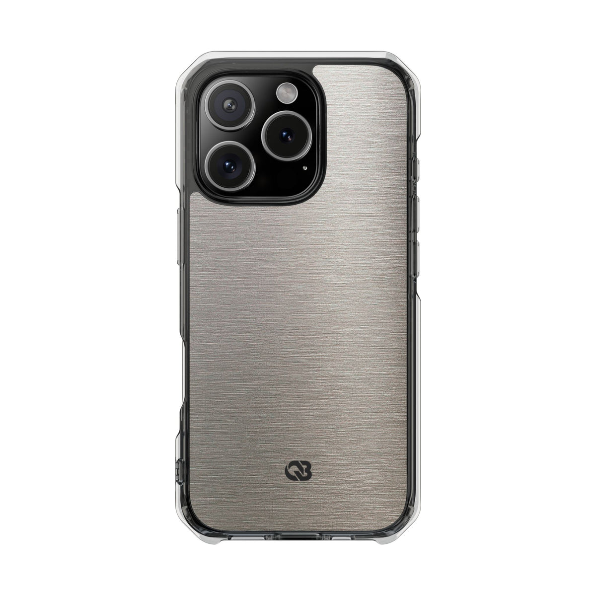 Brushed Silver Alloy · Clear Impact Magnetic Phone Case for iPhone · Silver