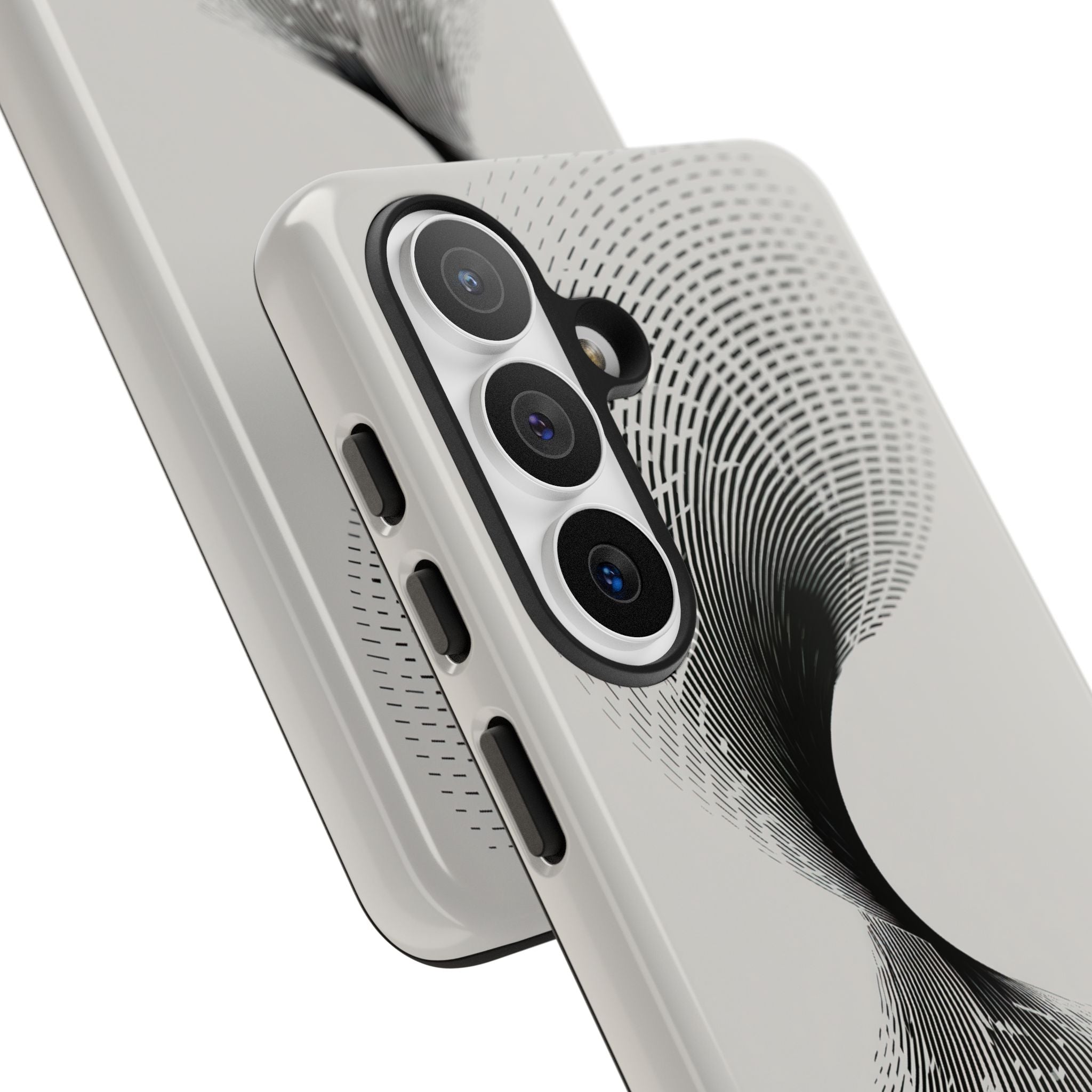 White Tough Phone Case for Samsung - Linear Torsion Grid