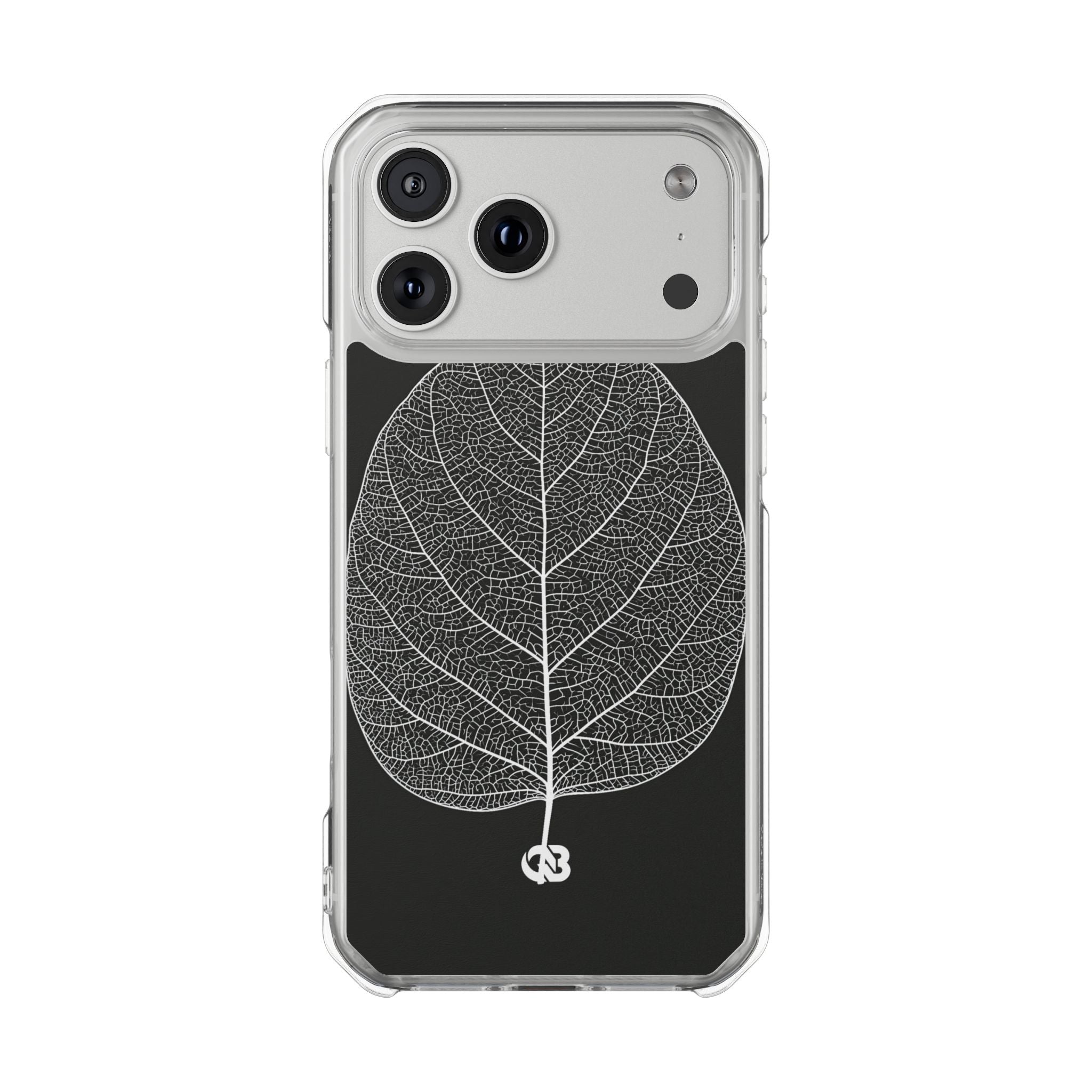 Black Impact MagSafe Phone Case for iPhone - Bleached Leaf Lattice