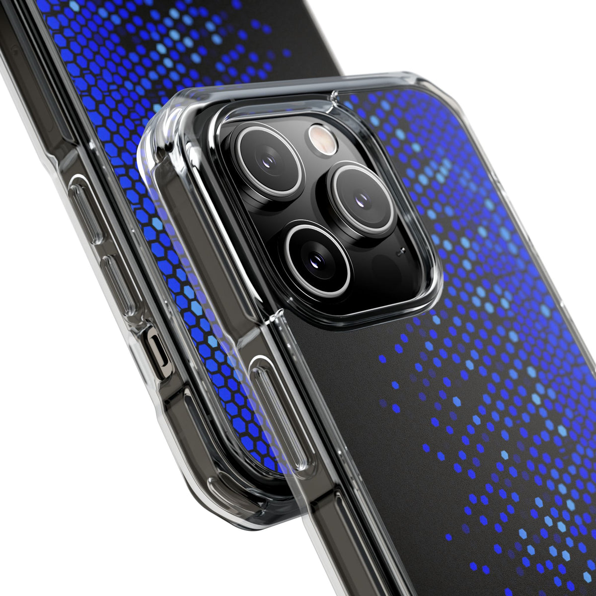 Cobalt Hex Dispersion · Clear Impact Magnetic Phone Case for iPhone · Blue